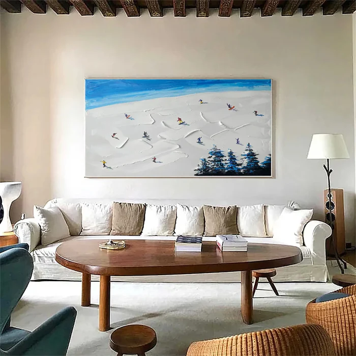 White Drift – Minimalist Skiing Slope Canvas