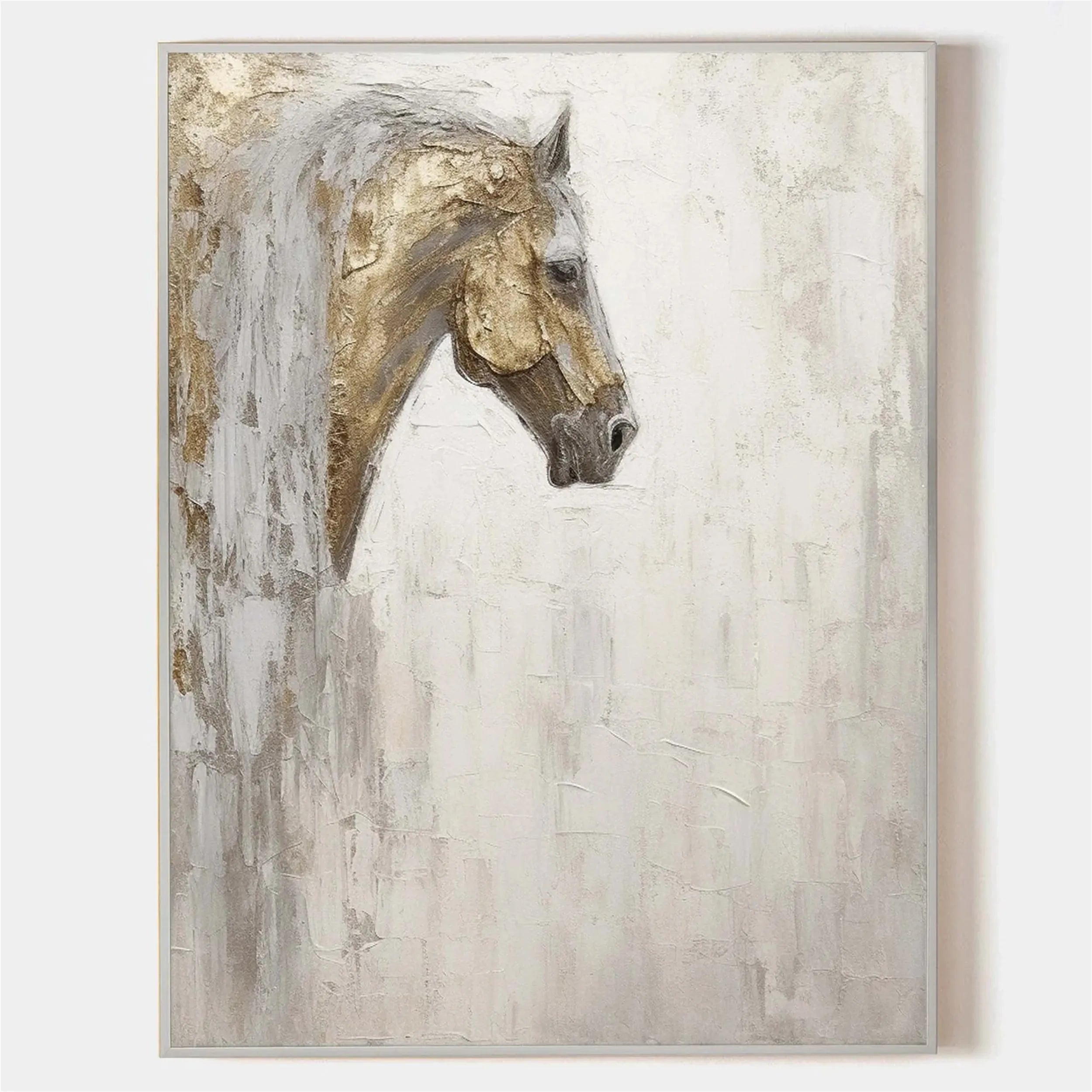 Golden Grace – Textured Horse Portrait Canvas Art
