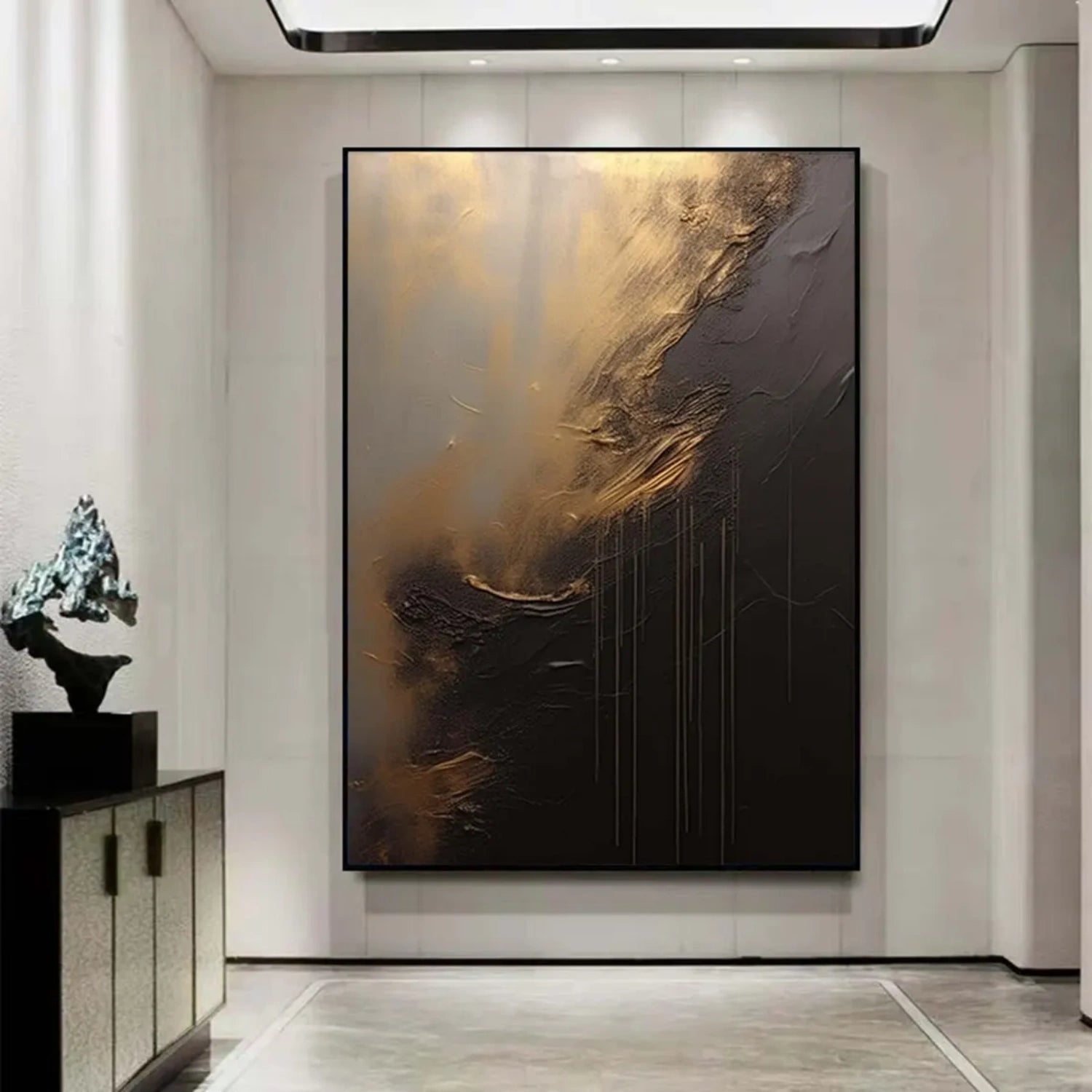 Golden Embrace – Hand-Painted Abstract Canvas Art
