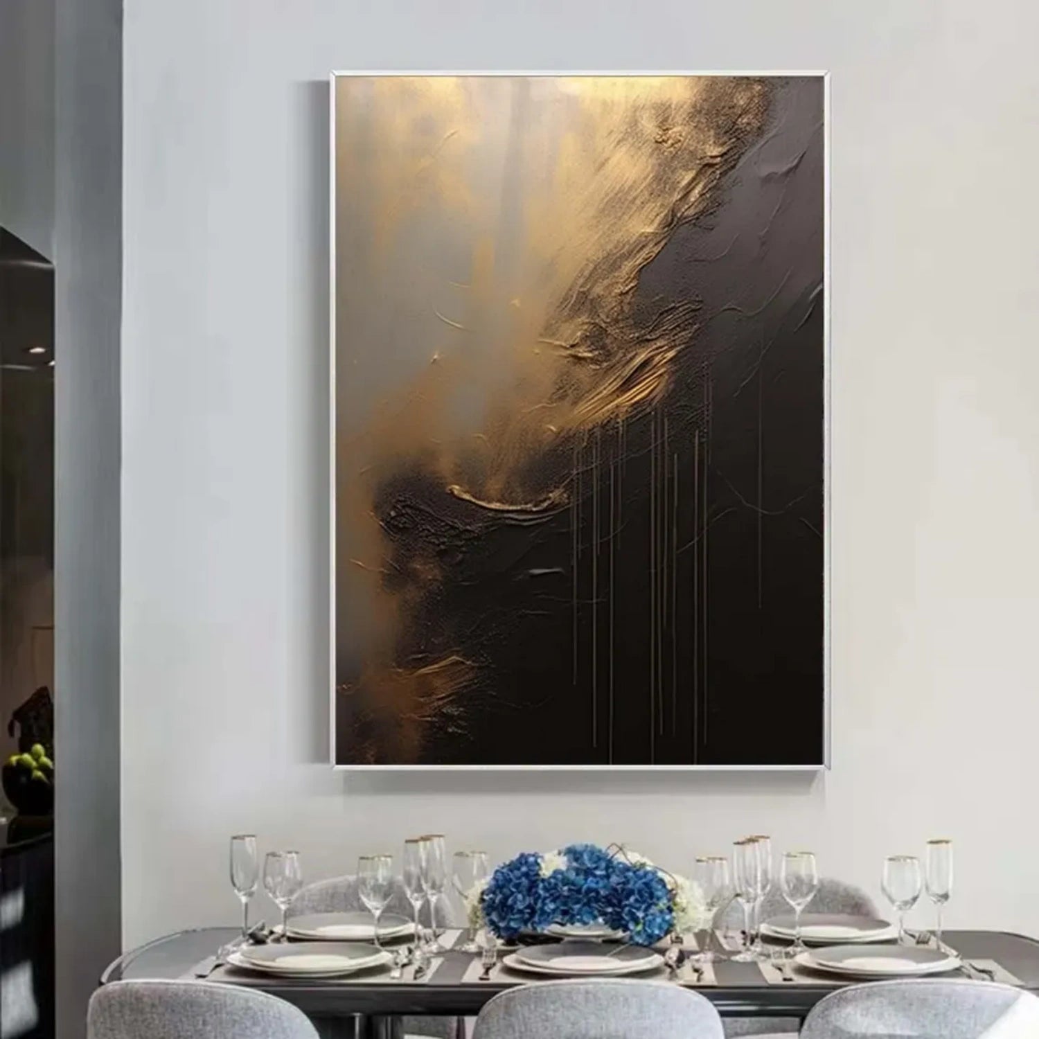 Golden Embrace – Hand-Painted Abstract Canvas Art