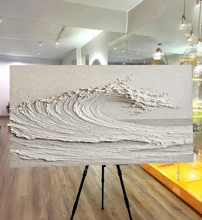 Eternal Crest – Minimalist Textured Wave Oil Painting