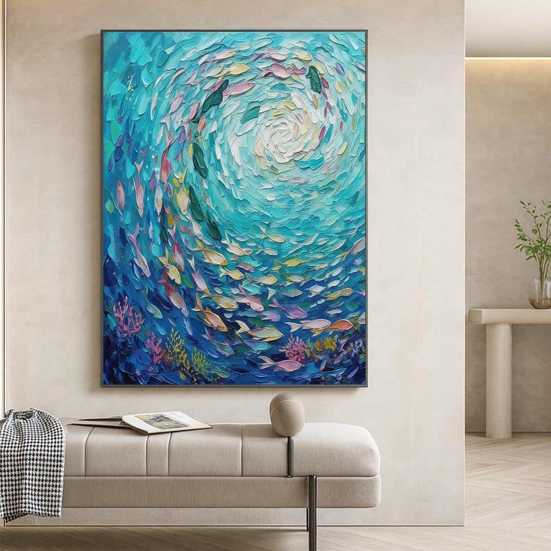 Ocean Vortex Textured Fish Wall Art