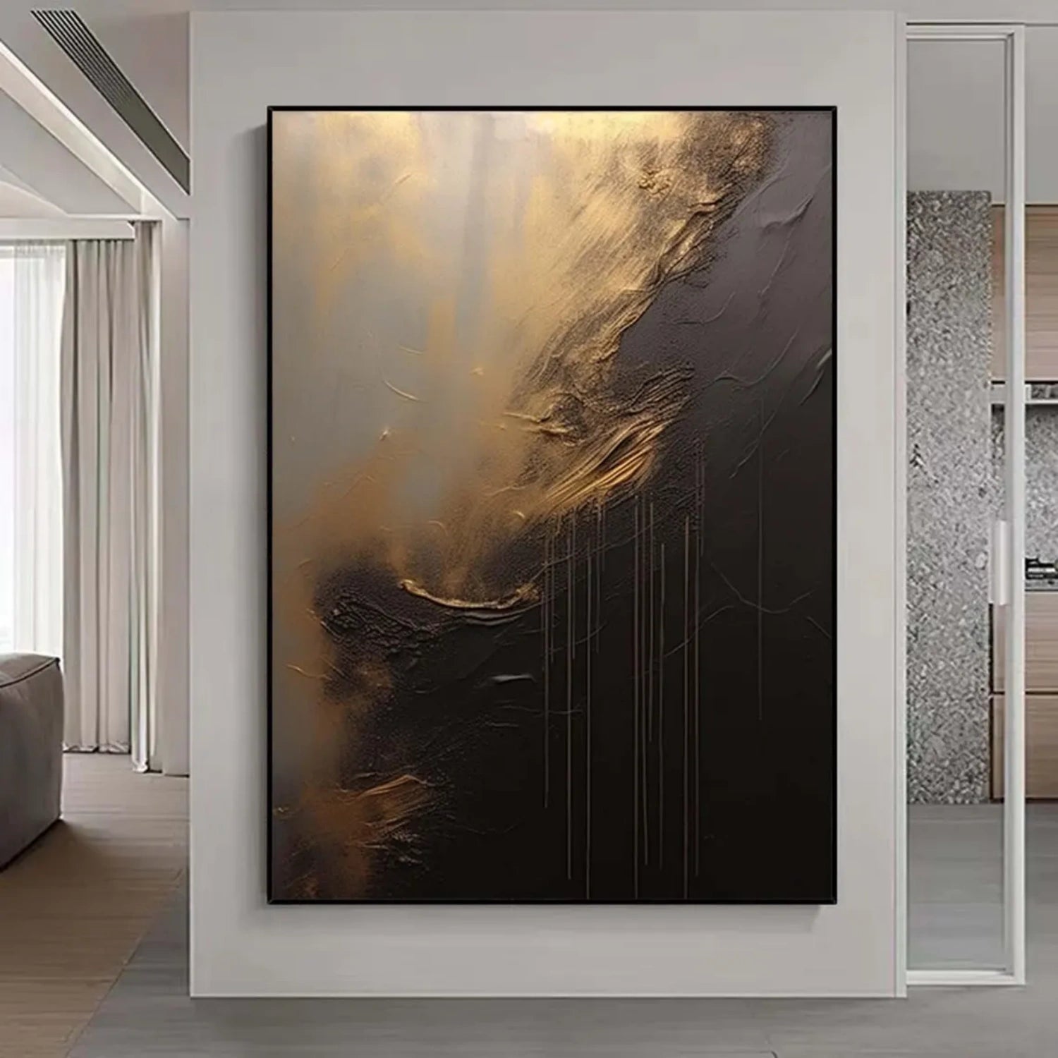 Golden Embrace – Hand-Painted Abstract Canvas Art