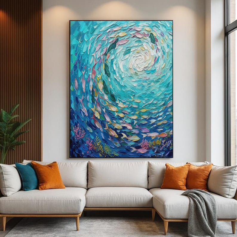 Ocean Vortex Textured Fish Wall Art
