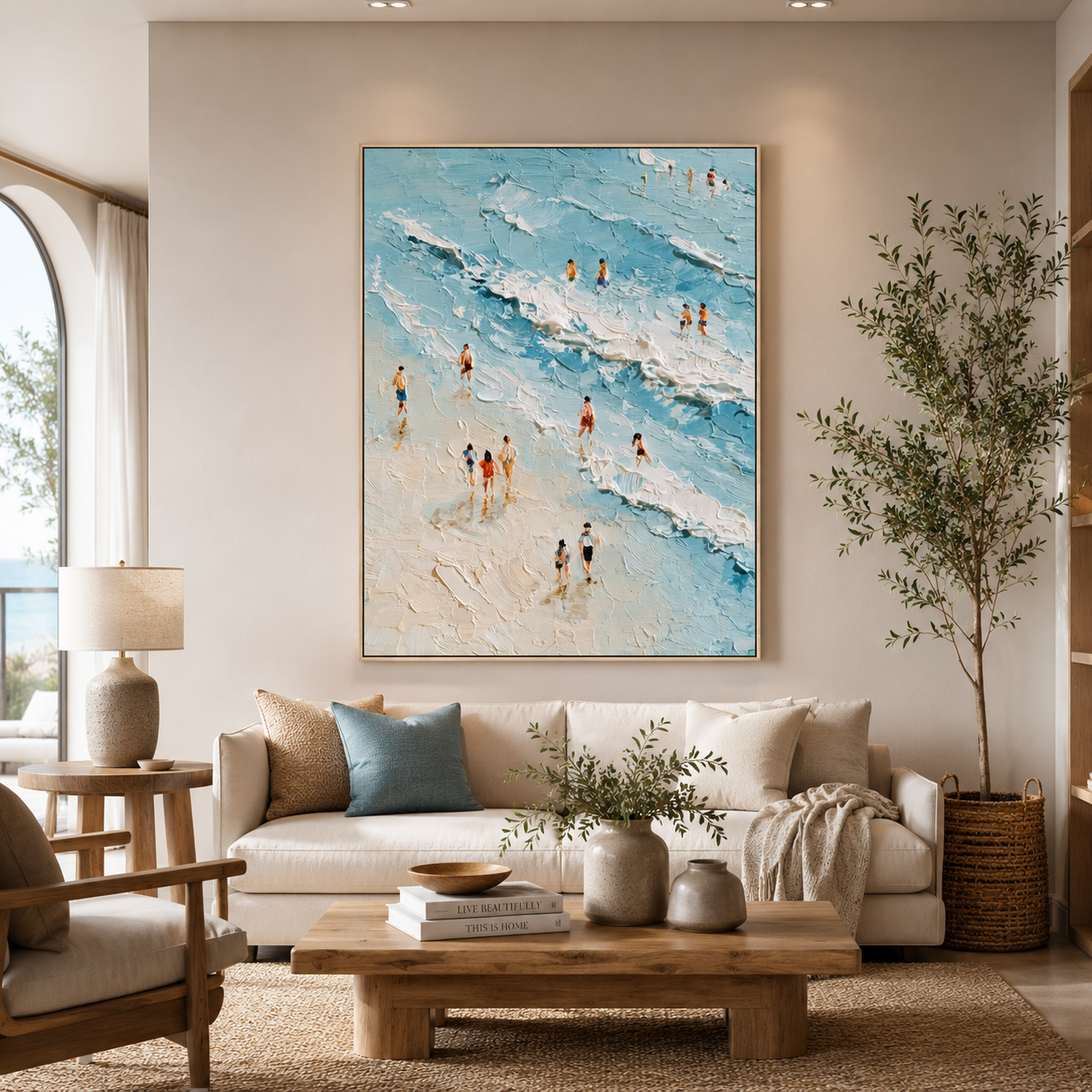 Shoreline Memories – Textured Beach Scene Oil Painting