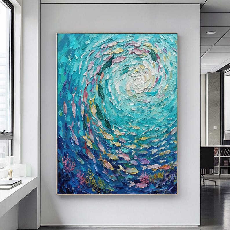 Ocean Vortex Textured Fish Wall Art