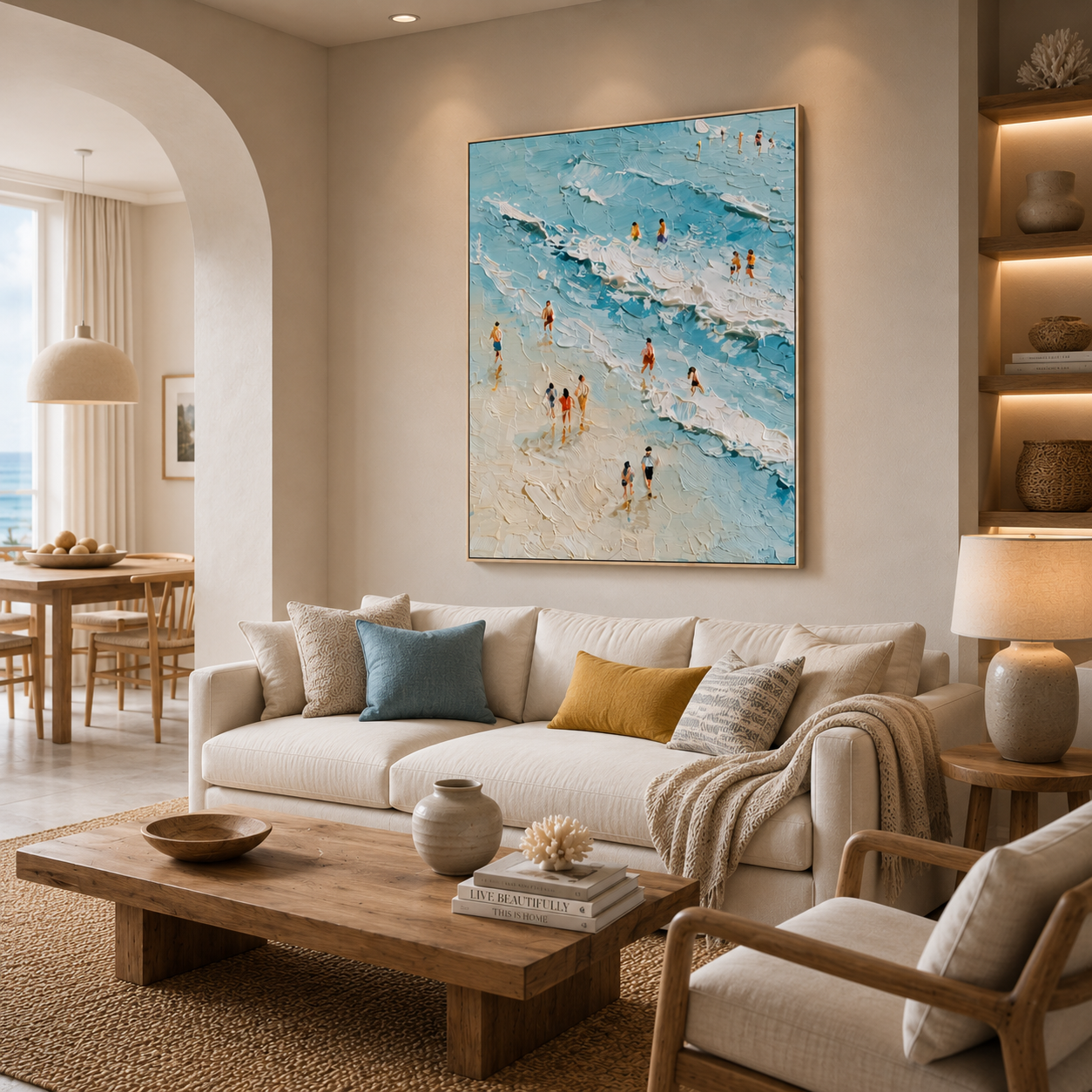 Shoreline Memories – Textured Beach Scene Oil Painting