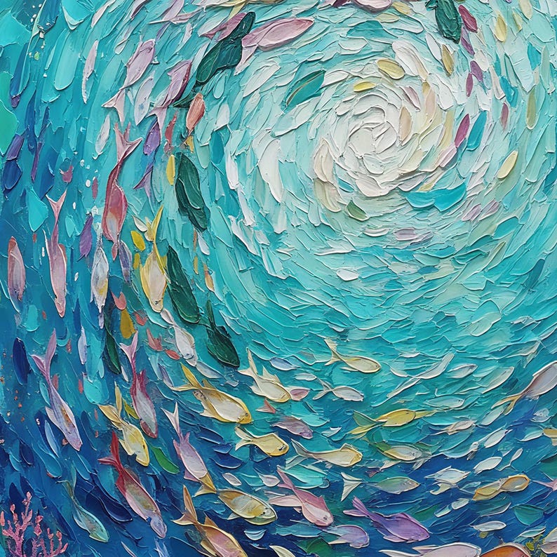 Ocean Vortex Textured Fish Wall Art