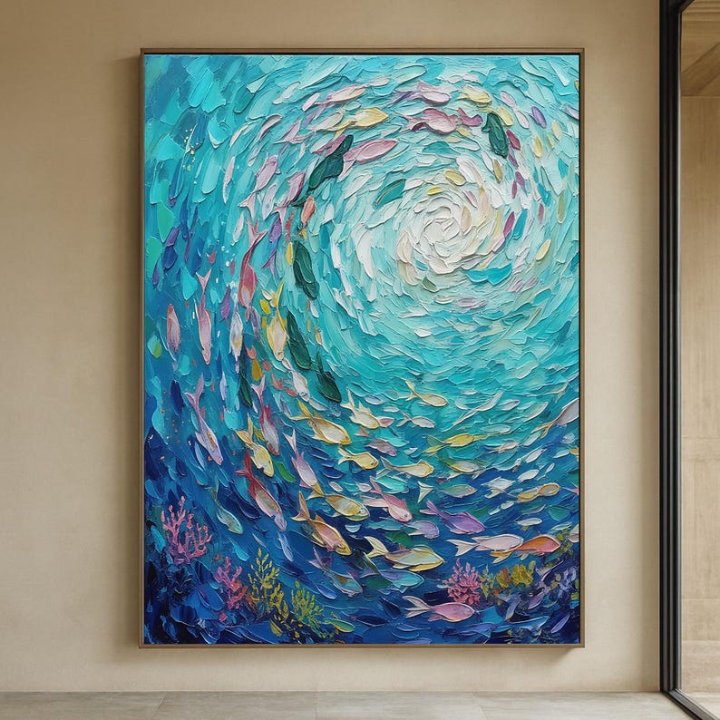 Ocean Vortex Textured Fish Wall Art