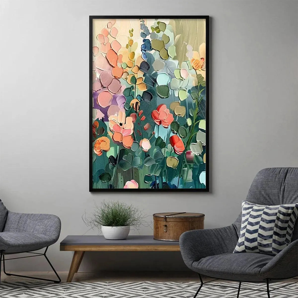 Floral Harmony – Abstract Textured Flower Wall Art