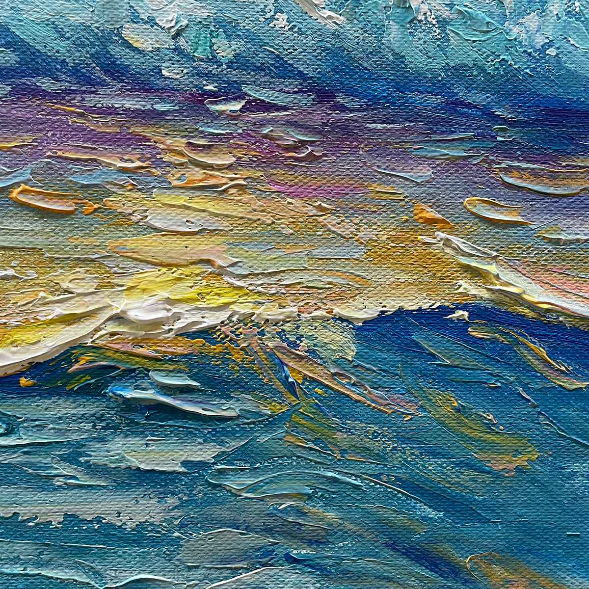 Golden Horizon – Textured Ocean Sunrise Wall Art