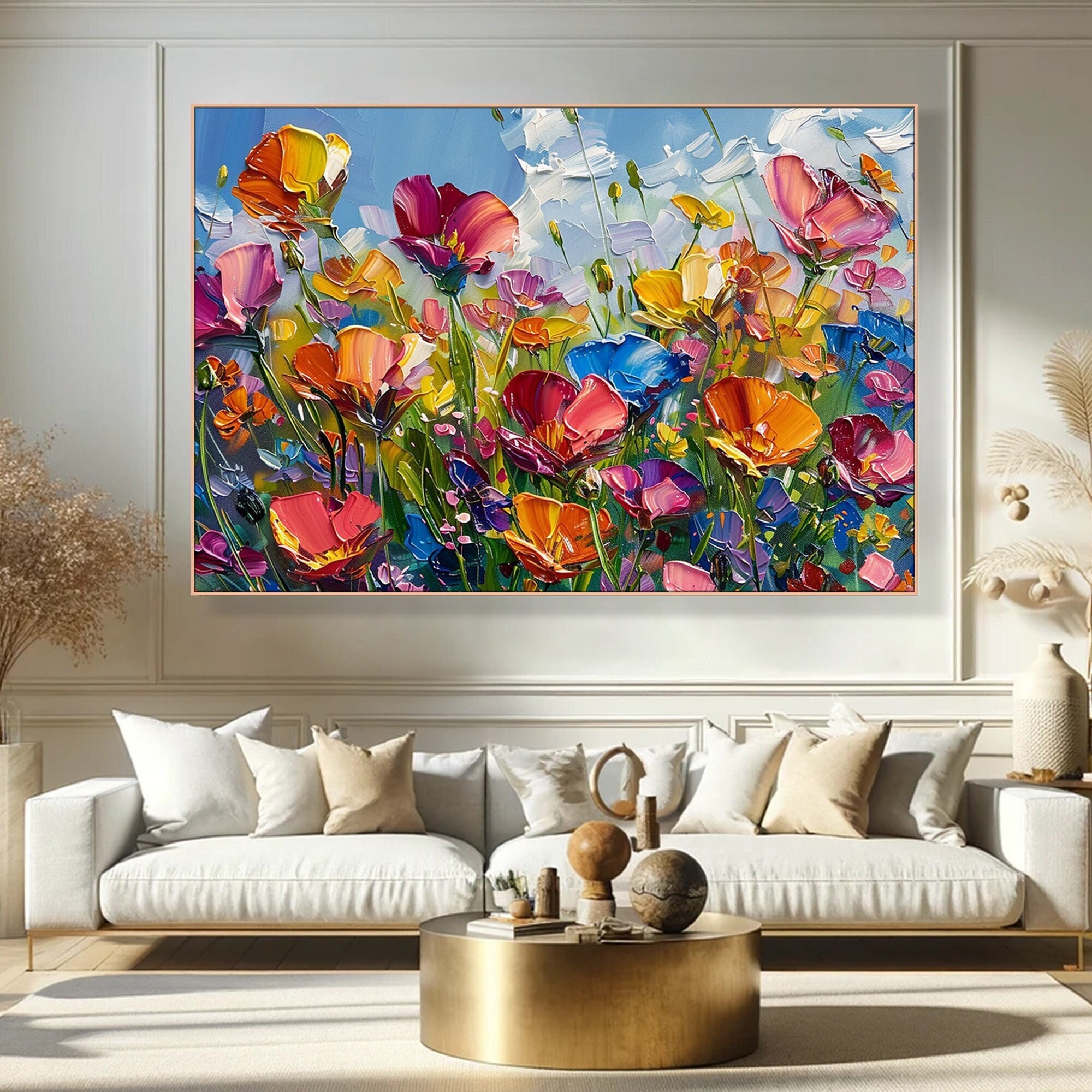 Summer Meadow – Abstract Textured Floral Canvas Art