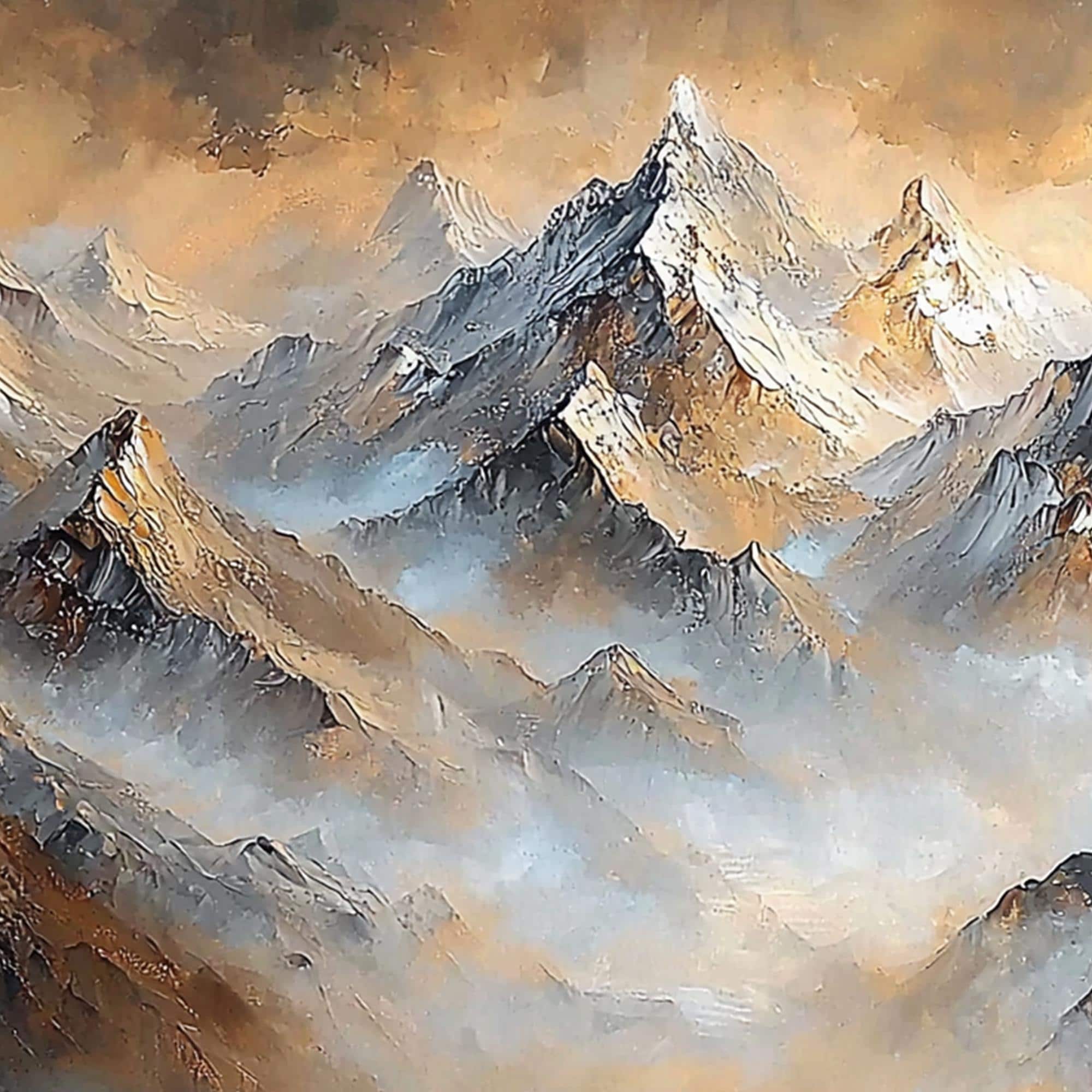 Textured Golden Mountain Canvas – Horizontal Abstract Wall Art