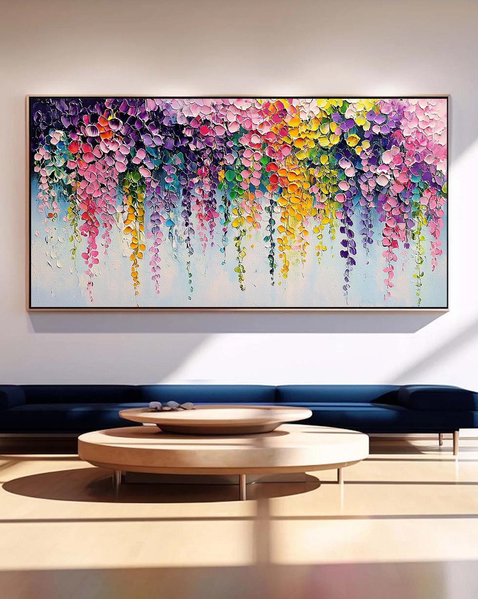 Wisteria Dreams – Colorful Textured Floral Oil Painting for Modern Home Decor