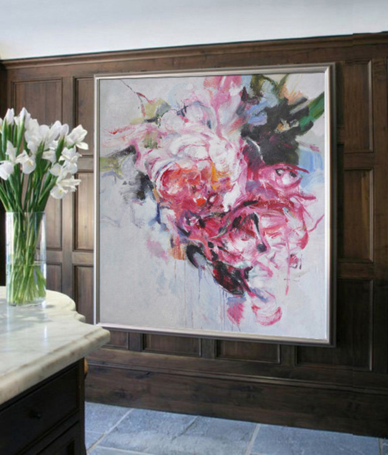 Blooming Whispers – Abstract Floral Oil Painting on Canvas for Modern Home Décor