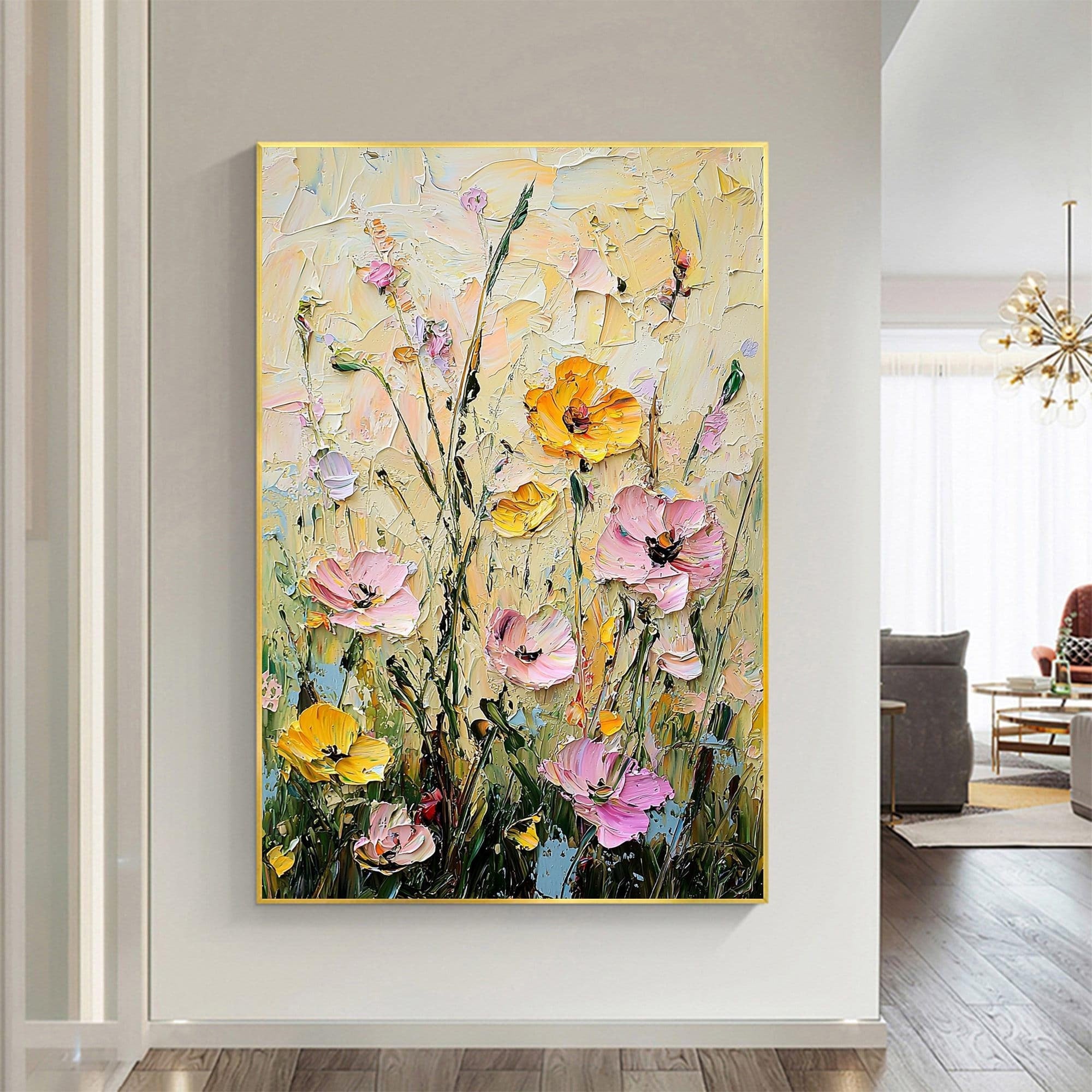 Bloomrise Melody - Textured Floral Oil Painting