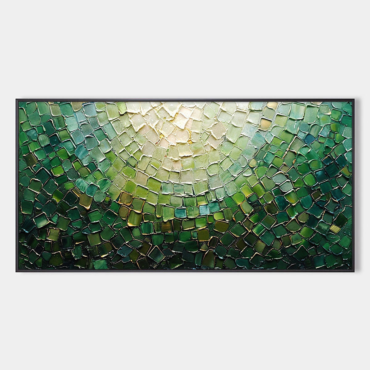 Emerald Radiance | Textured Green Mosaic Wall Art