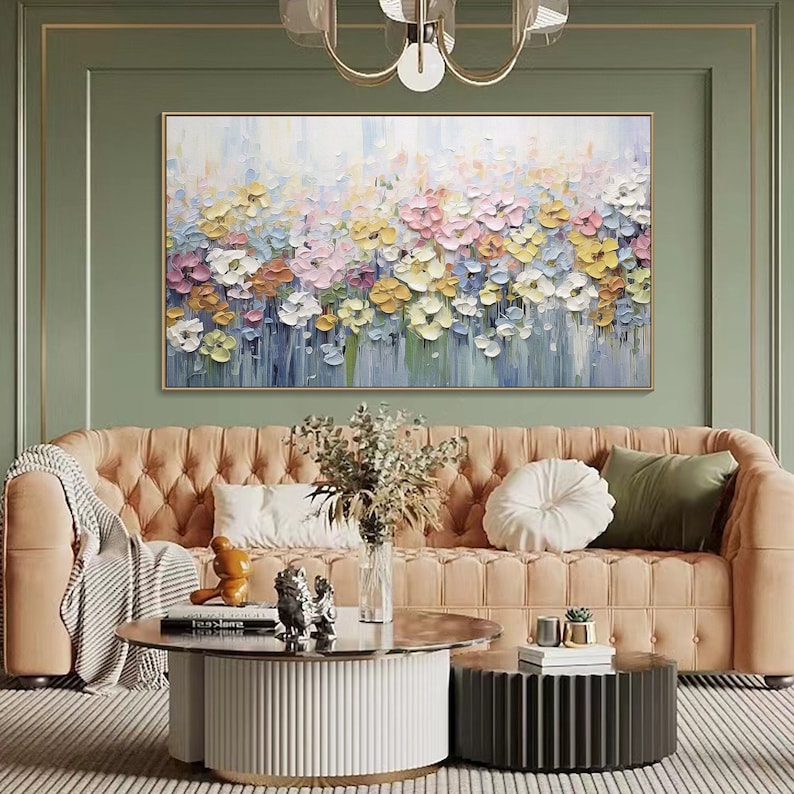 Blooming Horizon – Large Textured Floral Oil Painting