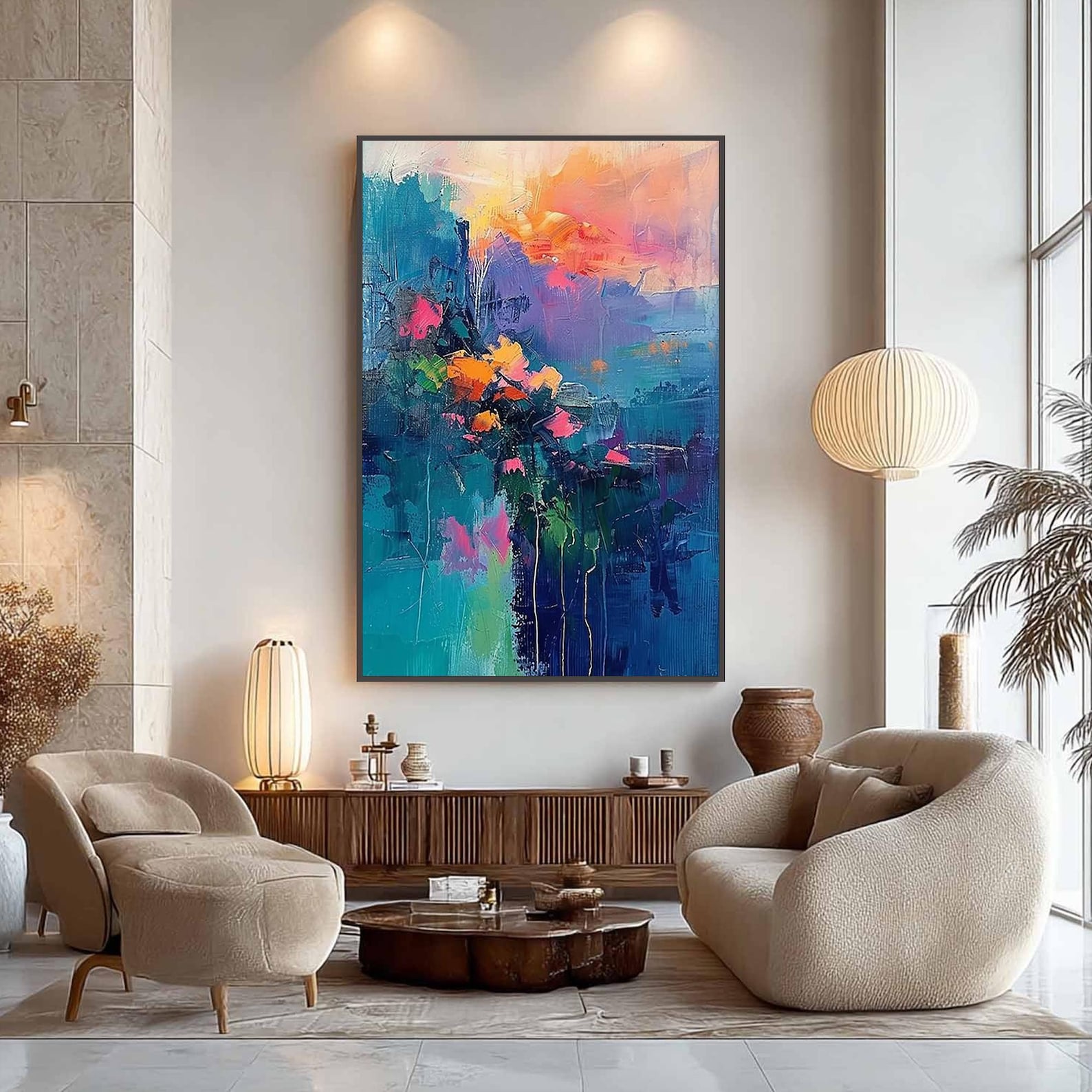 Dream Bloom — Abstract Textured Floral Oil Painting, Colorful Modern Wall Art