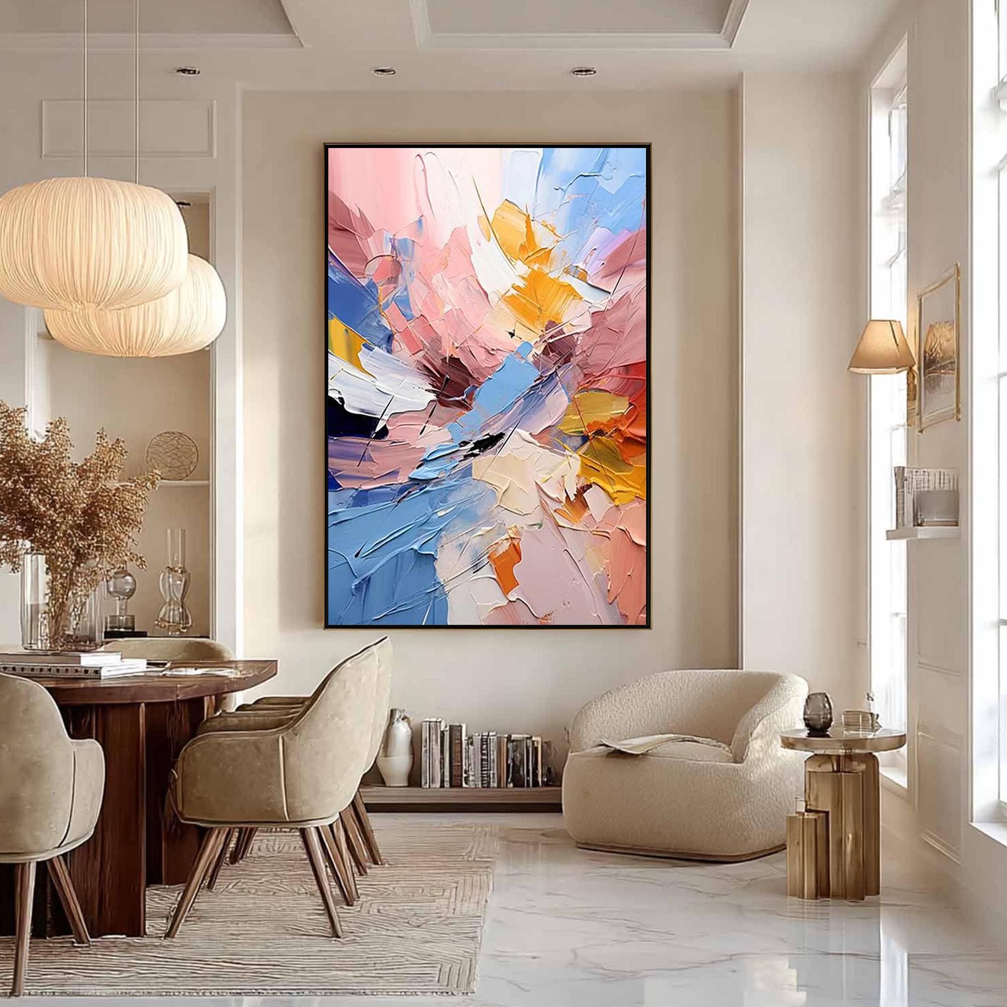 Radiant Harmony — Colorful Abstract Textured Oil Painting, Modern Contemporary Wall Art