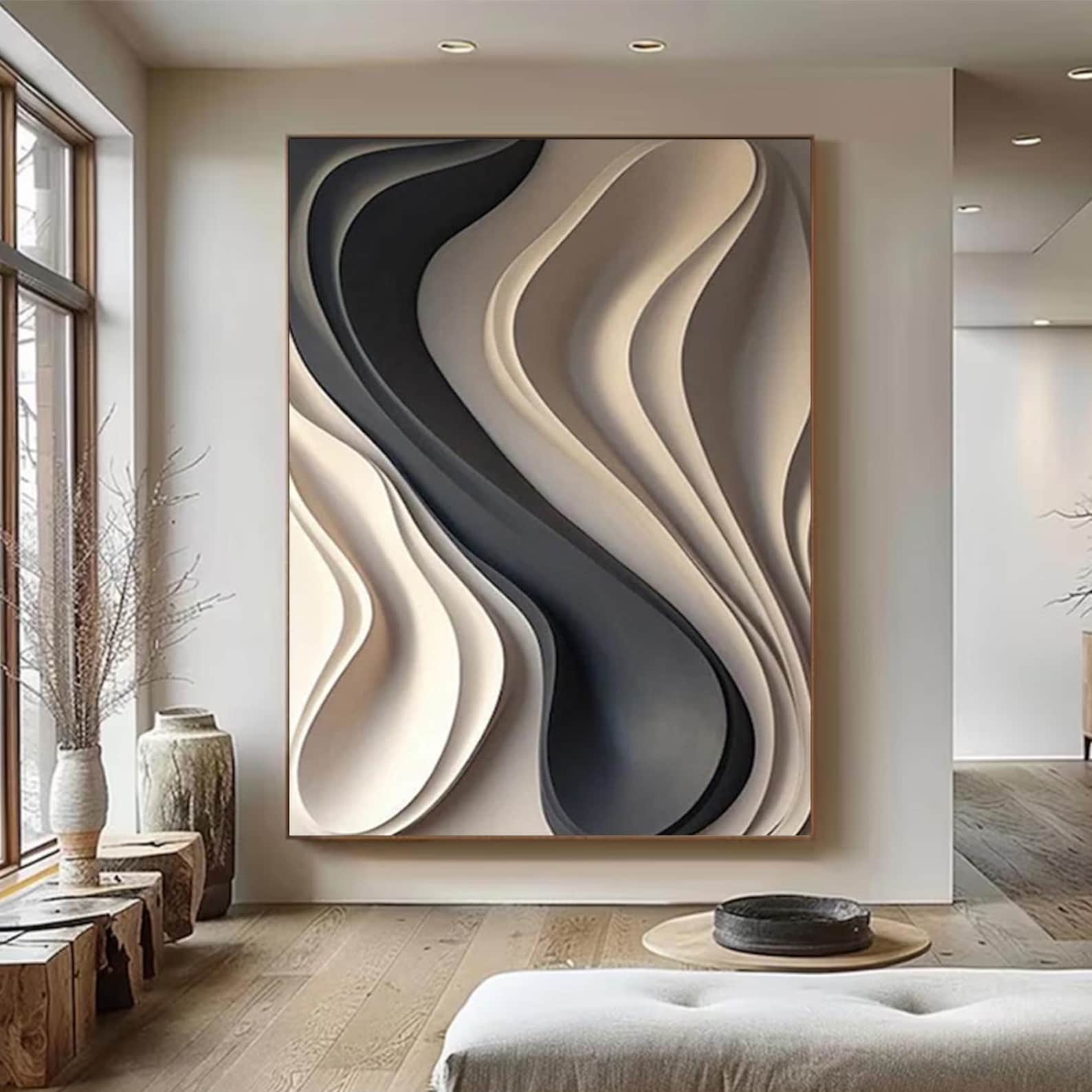 Sculpted Waves – 3D Textured Abstract Oil Painting