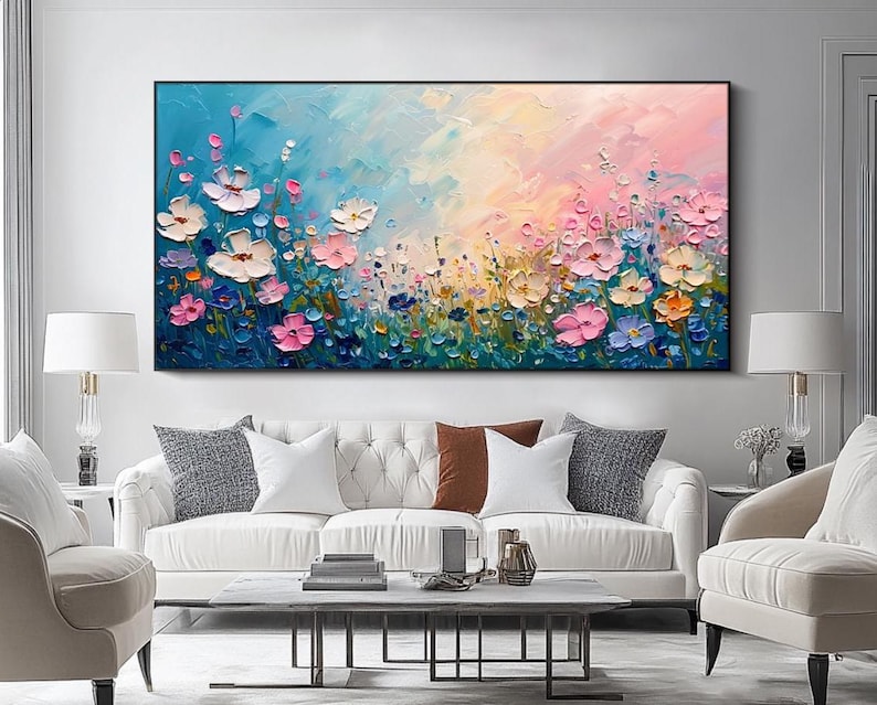 Blooming Serenade – Textured Floral Abstract Oil Painting