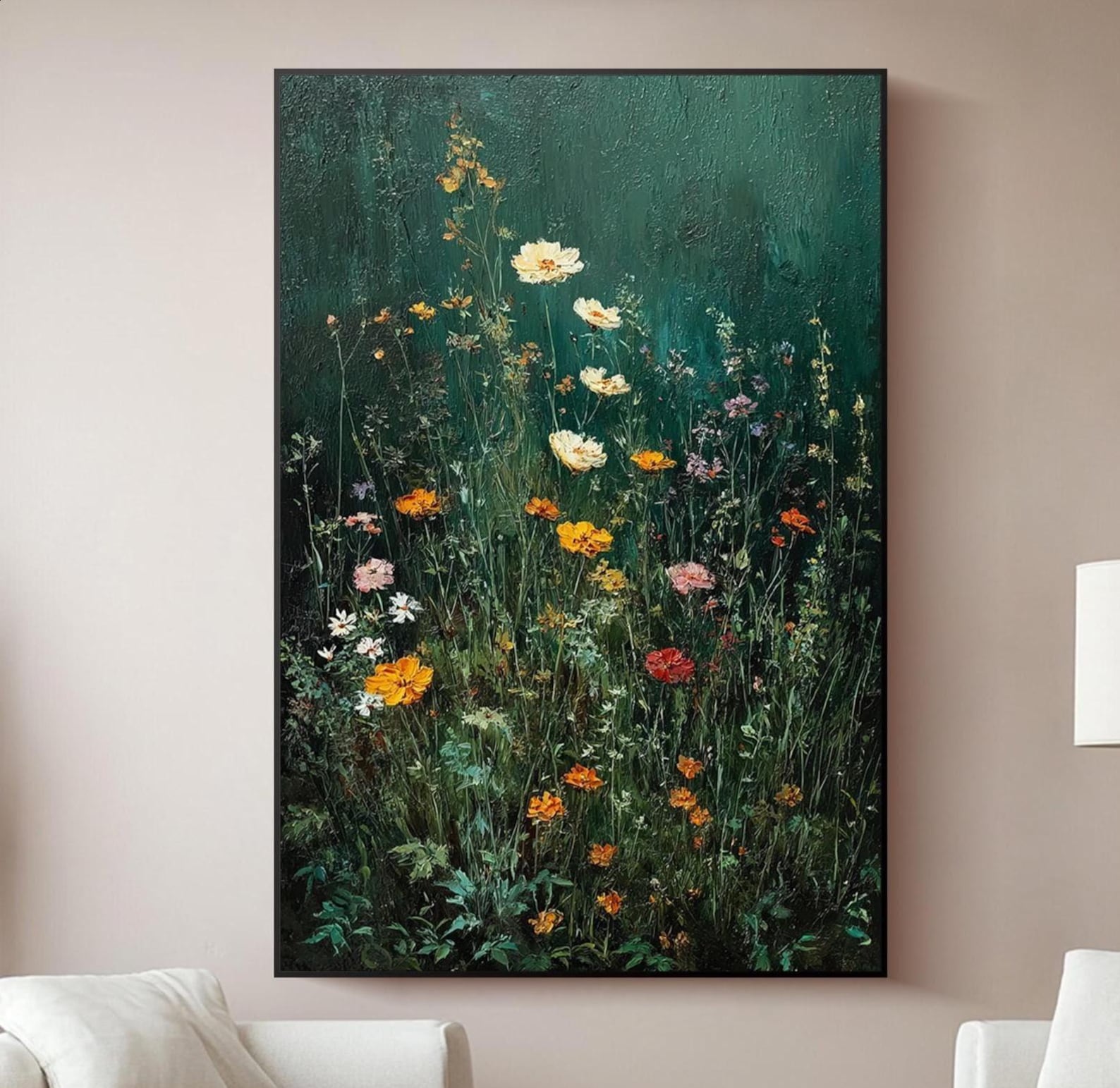 Whispers of Meadow – Textured Wildflower Oil Painting