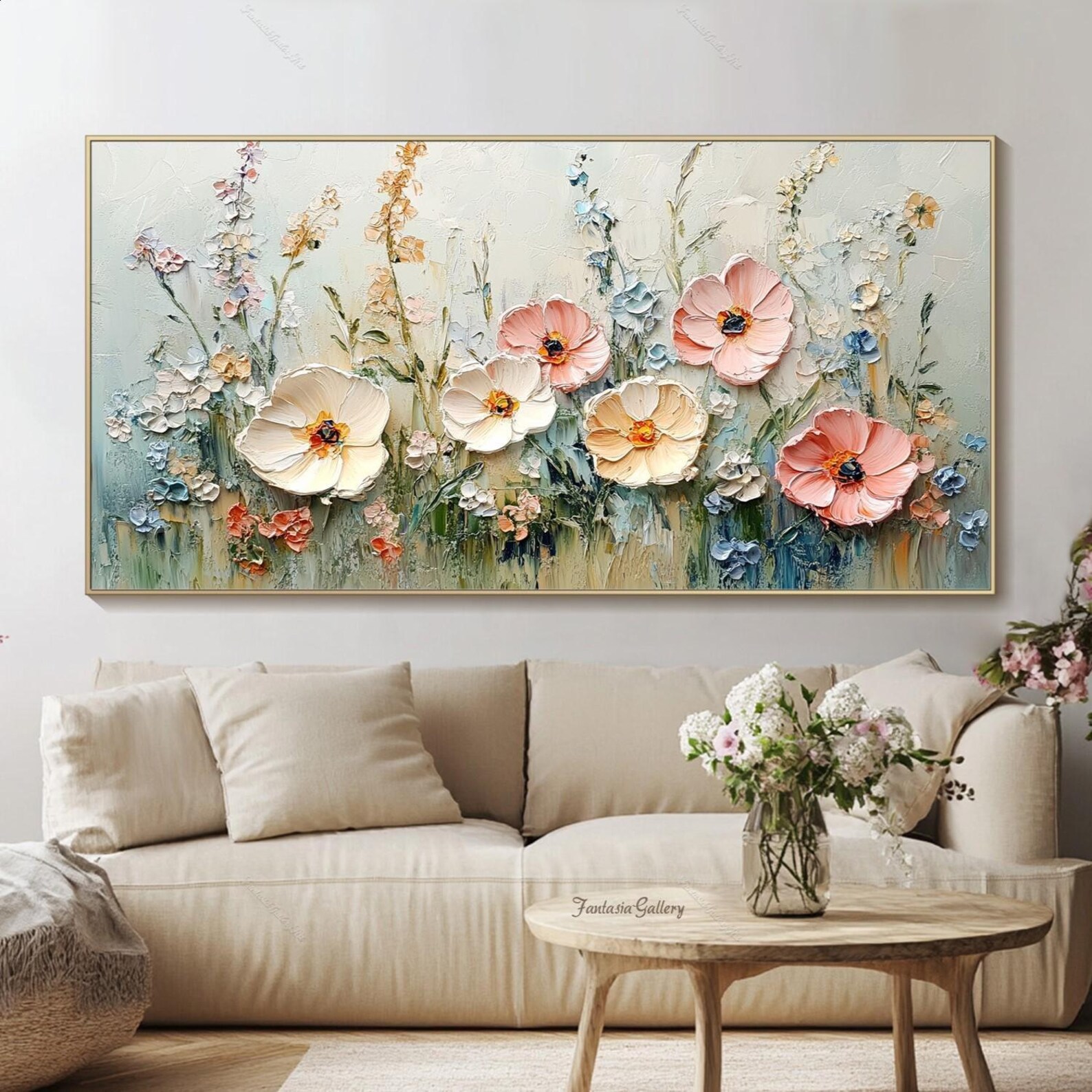 Petals of Calm – Textured Floral Oil Painting