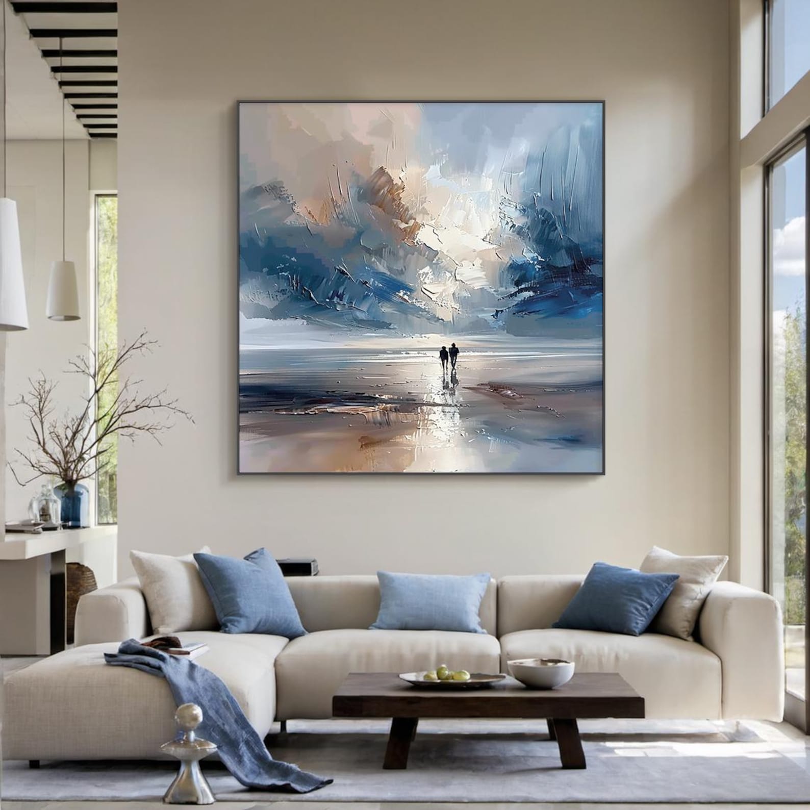 Eternal Horizon – Romantic Seascape Abstract Oil Painting