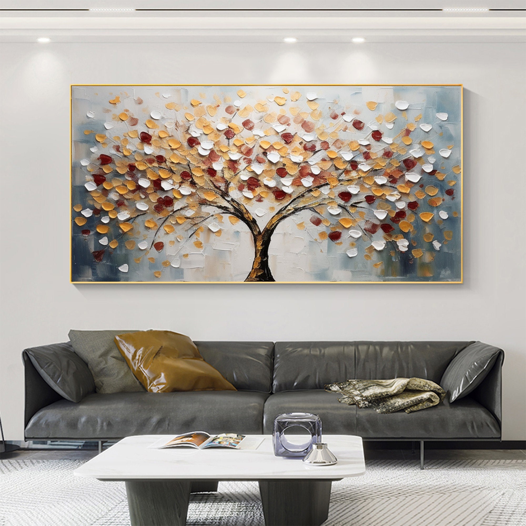 Autumn Glow: Textured Tree of Life Art