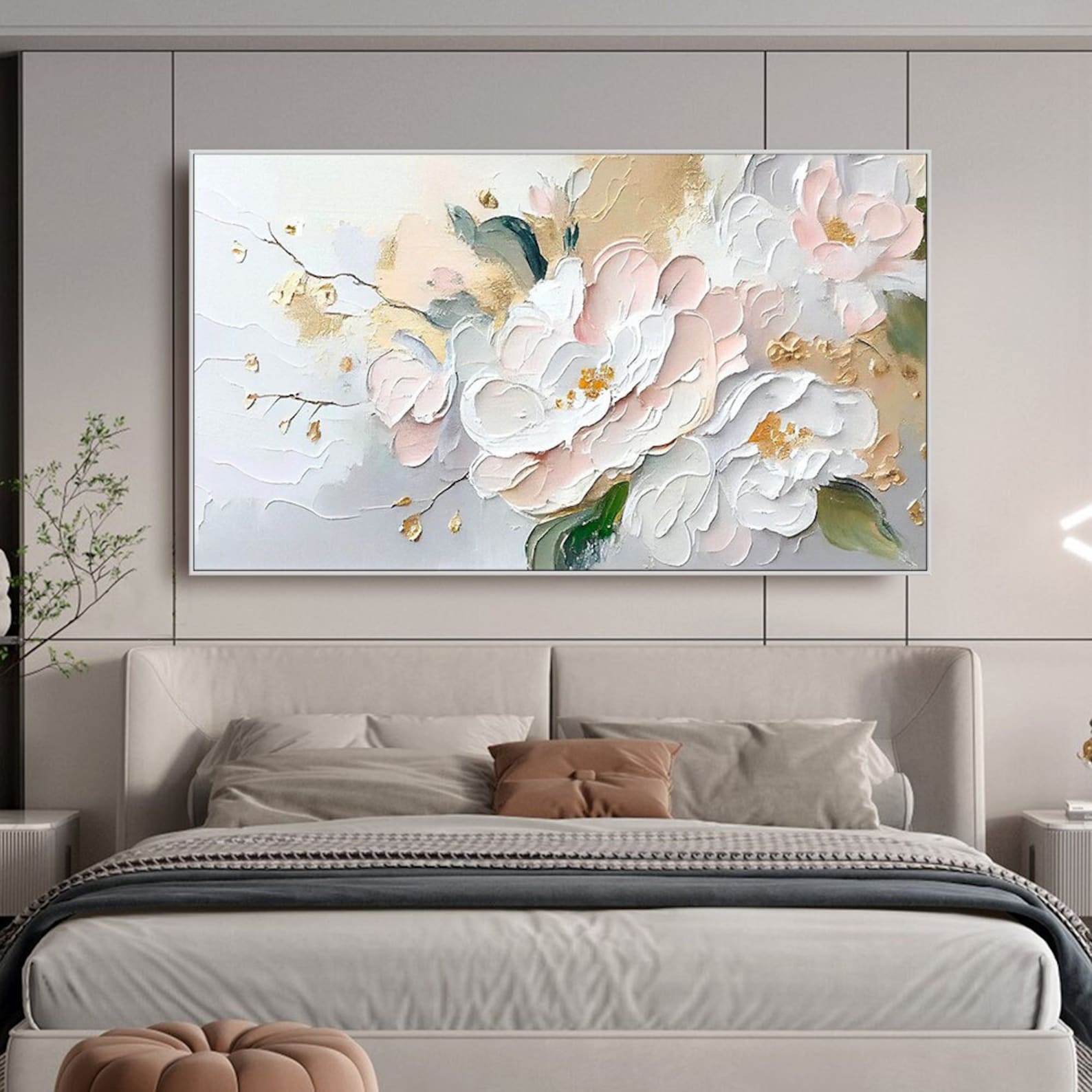 Golden Blossom: Textured Peony Art