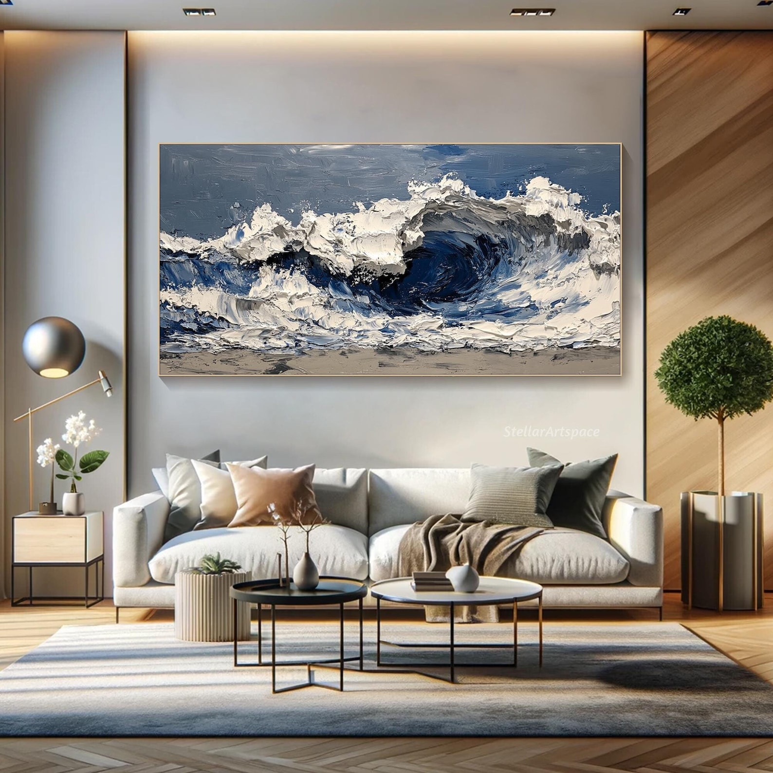 Tideborn Silence - Large Textured Abstract Wave Canvas Art Ocean Wall Painting
