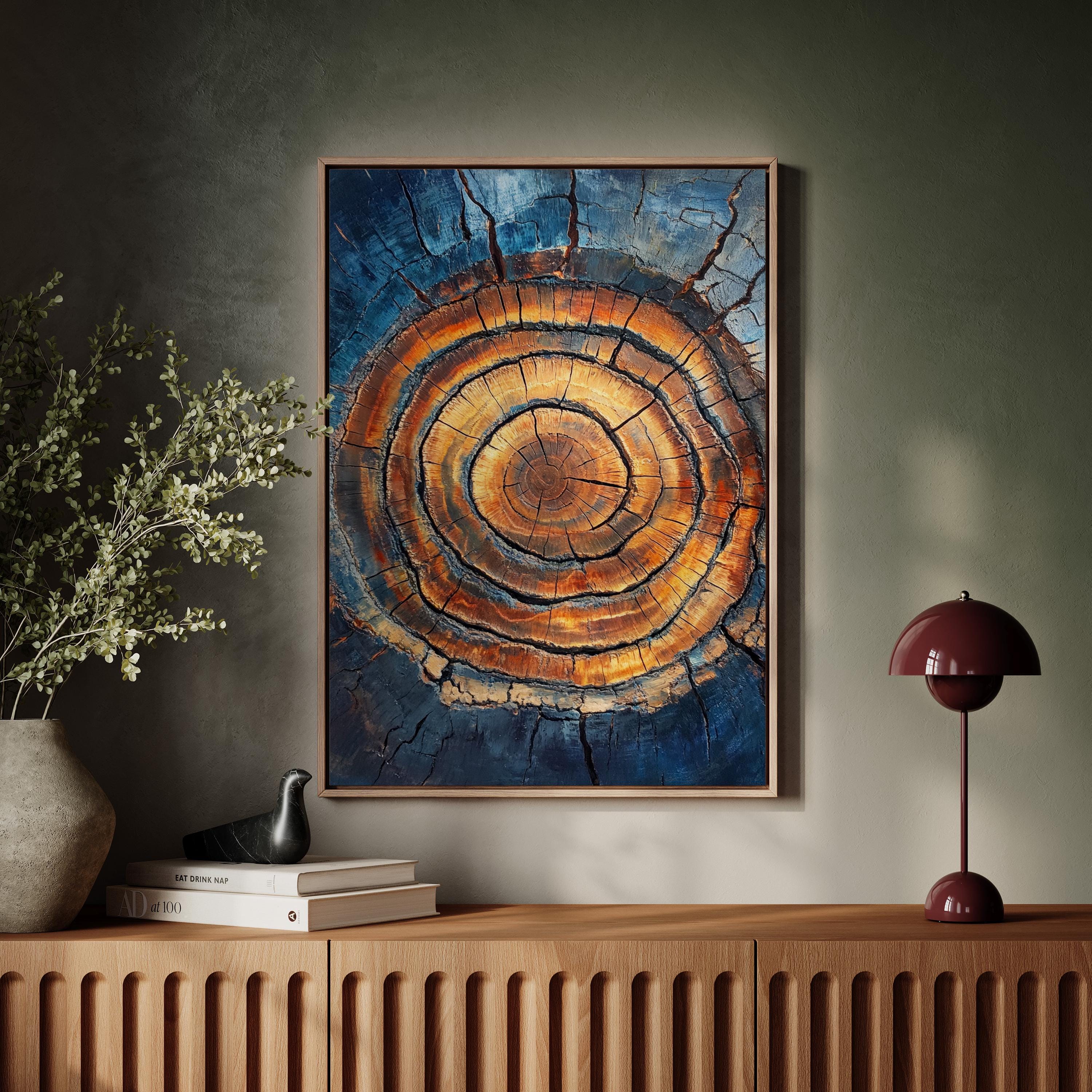 Time Rings – Tree Ring Texture Canvas Abstract Nature Wall Art Rustic Wood Decor
