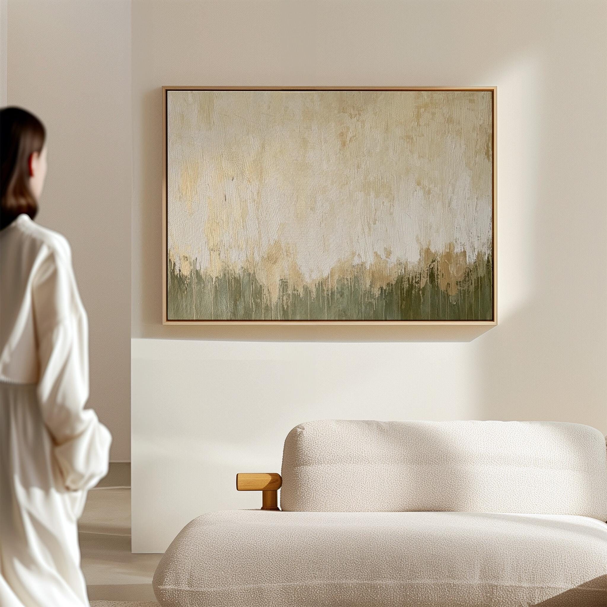 Whisper Field – Horizontal Minimalist Textured Abstract Canvas Wabi Sabi Wall Art