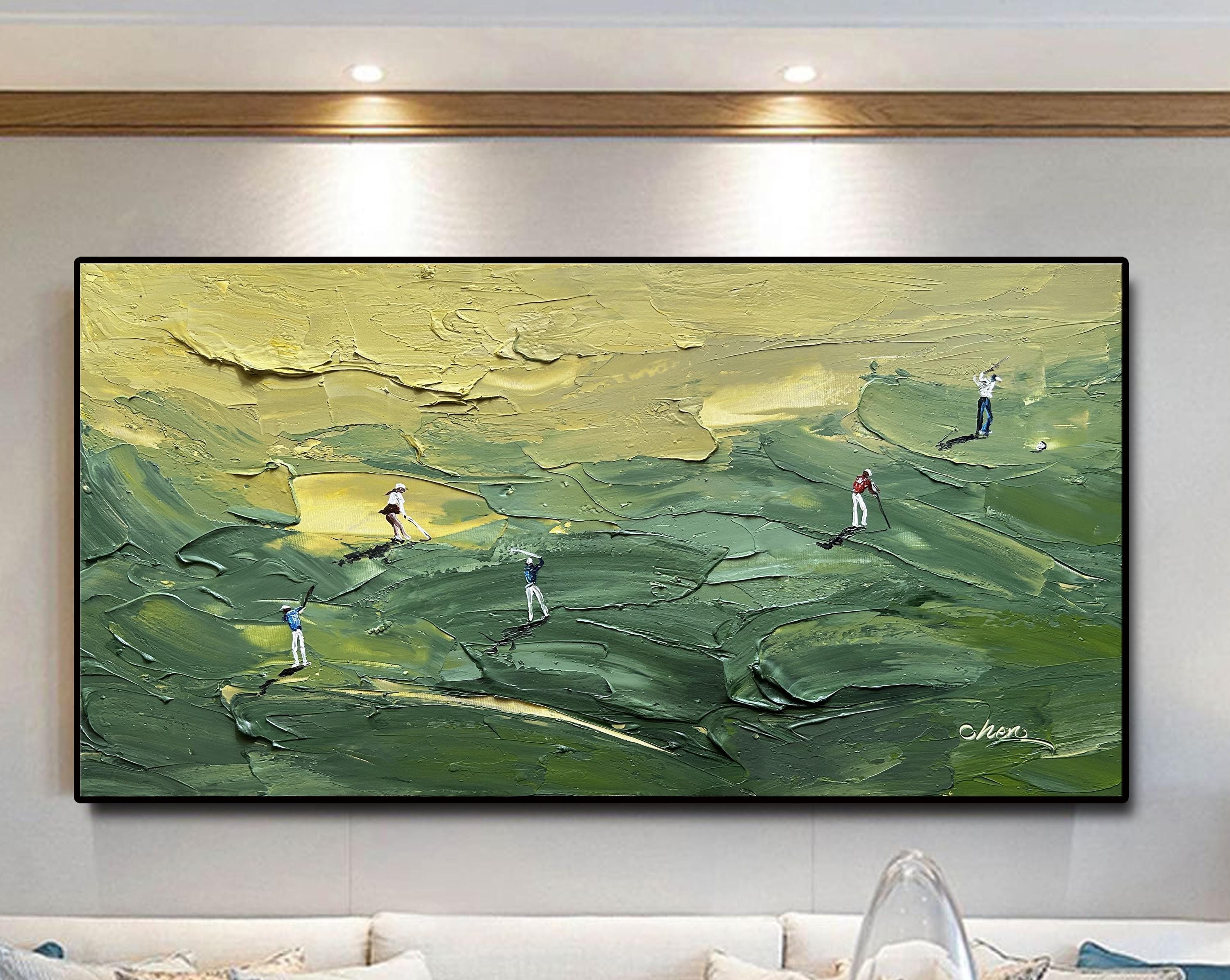 Swing Terrain – Golf Player Abstract Palette Knife Painting Sport Textured Canvas Art