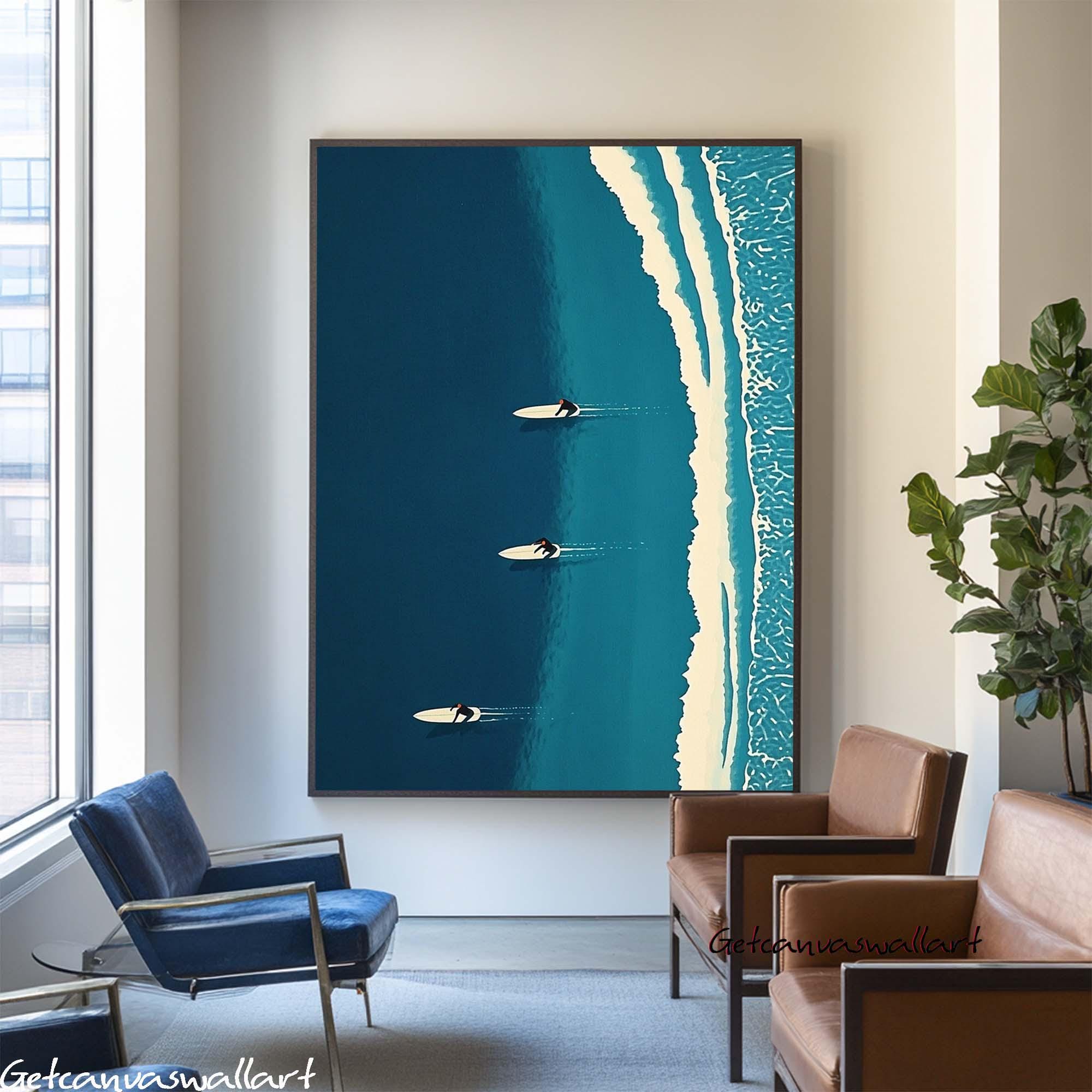 Surfline Serenity – Modern Coastal Aerial Painting