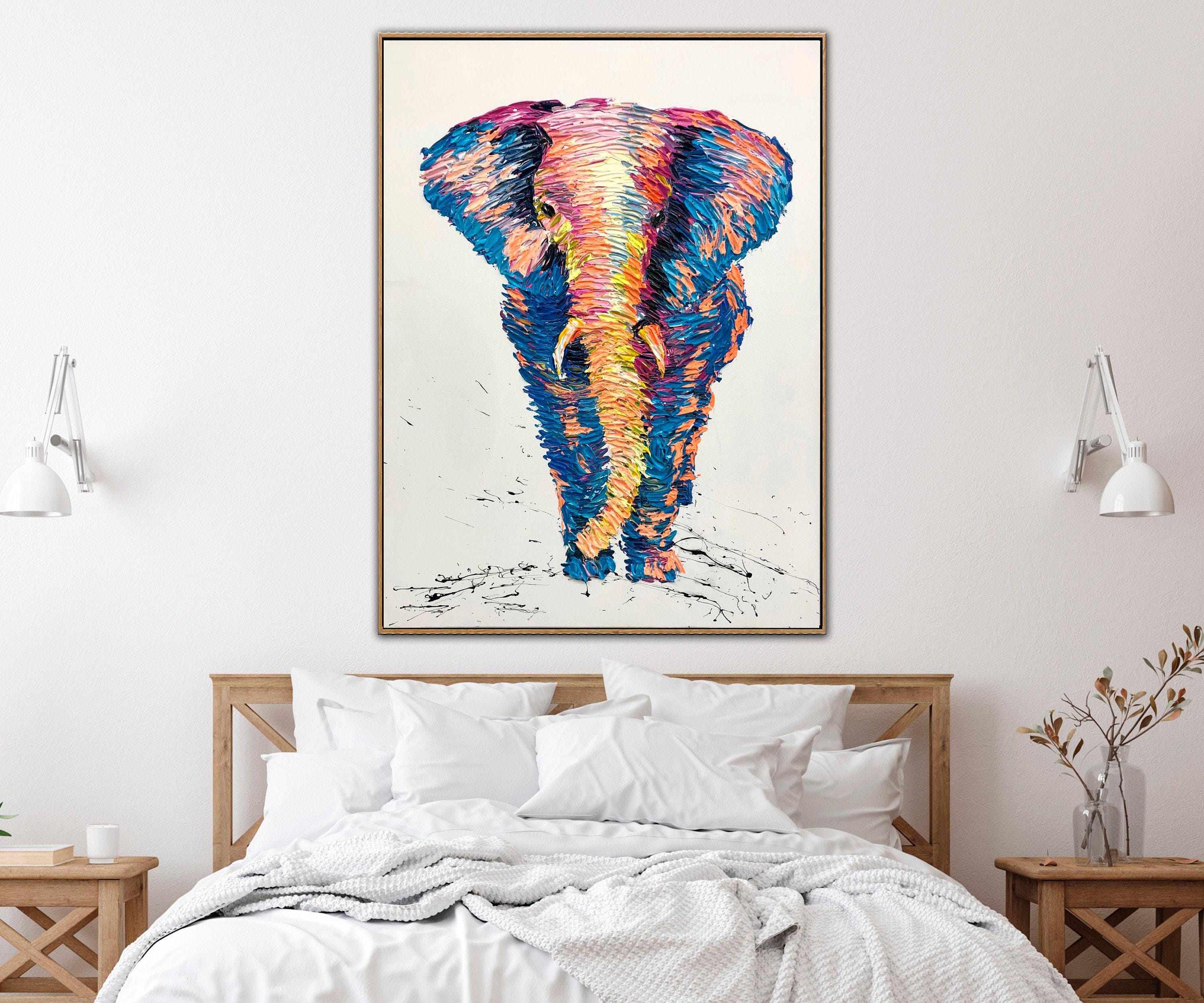 Color Majesty – Textured Elephant Abstract Wall Art
