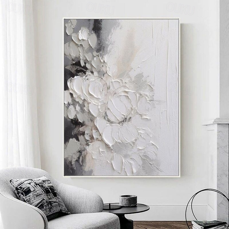 Silent Bloom – Abstract Textured Floral Wall Art