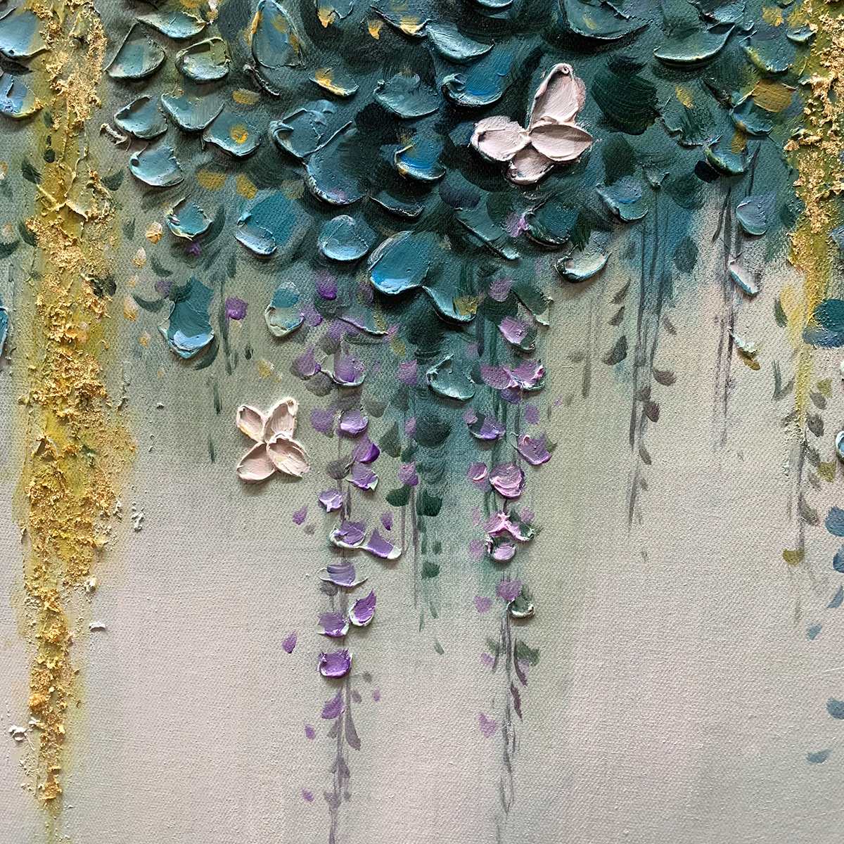 Golden Blooms – Abstract Floral Textured Wall Art