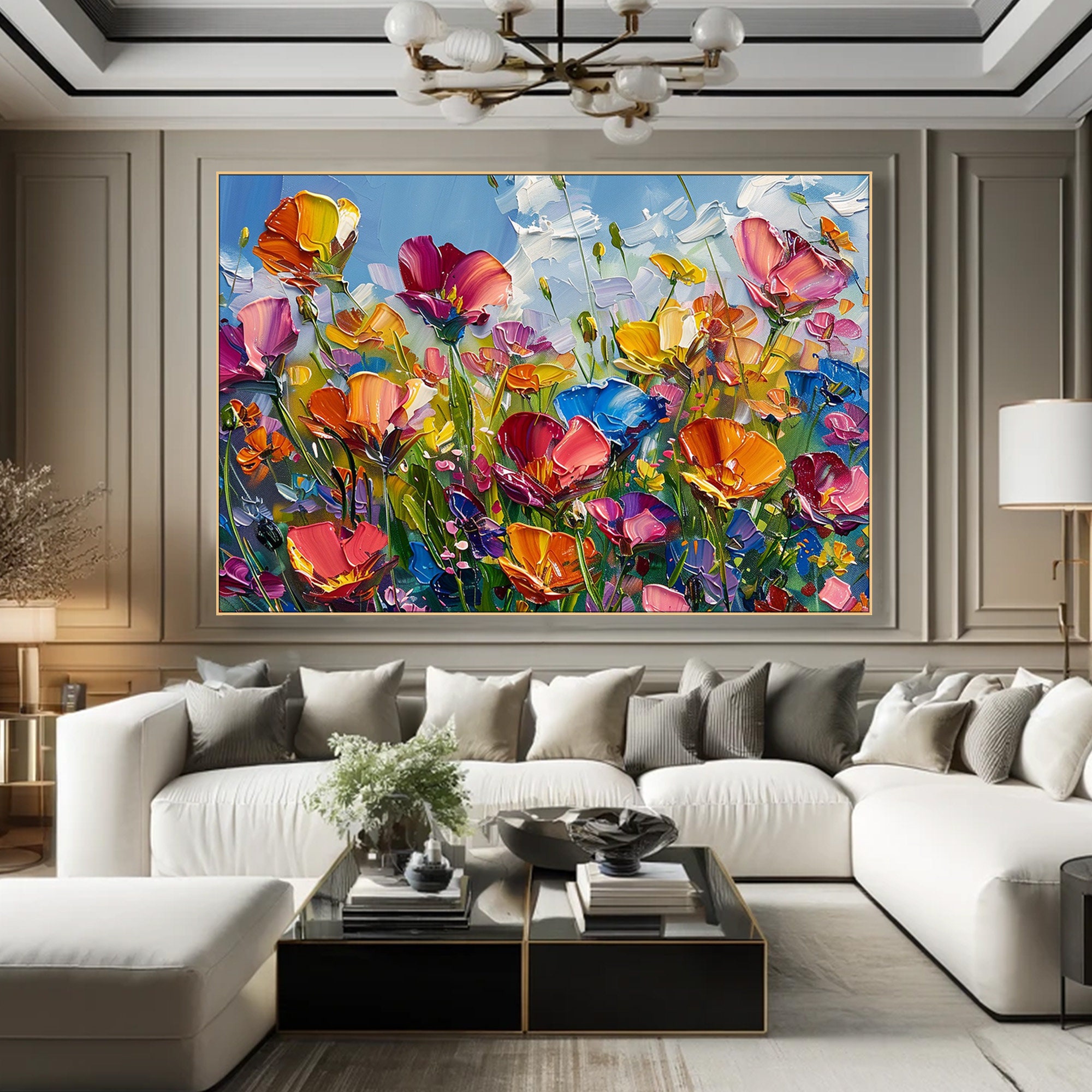 Summer Meadow – Abstract Textured Floral Canvas Art