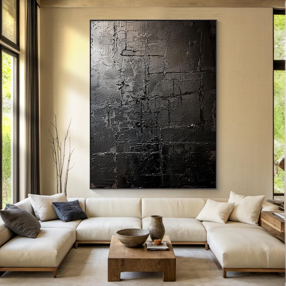 Eclipsed Silence – Large Textured Abstract Canvas Wall Art