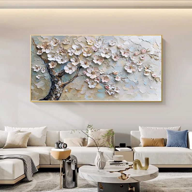 Blossom Grace – Textured Floral Oil Painting