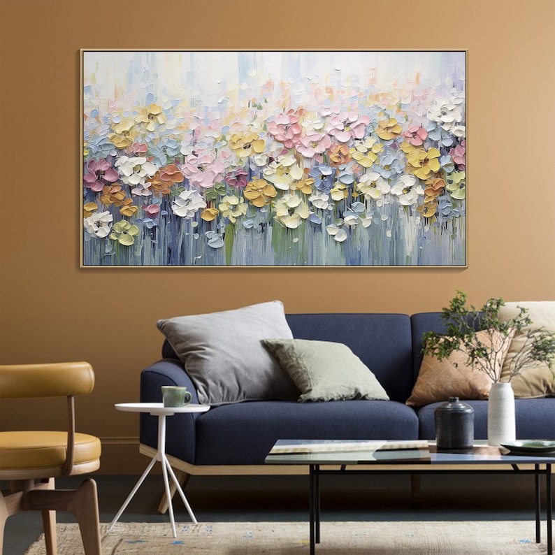 Blooming Horizon – Large Textured Floral Oil Painting
