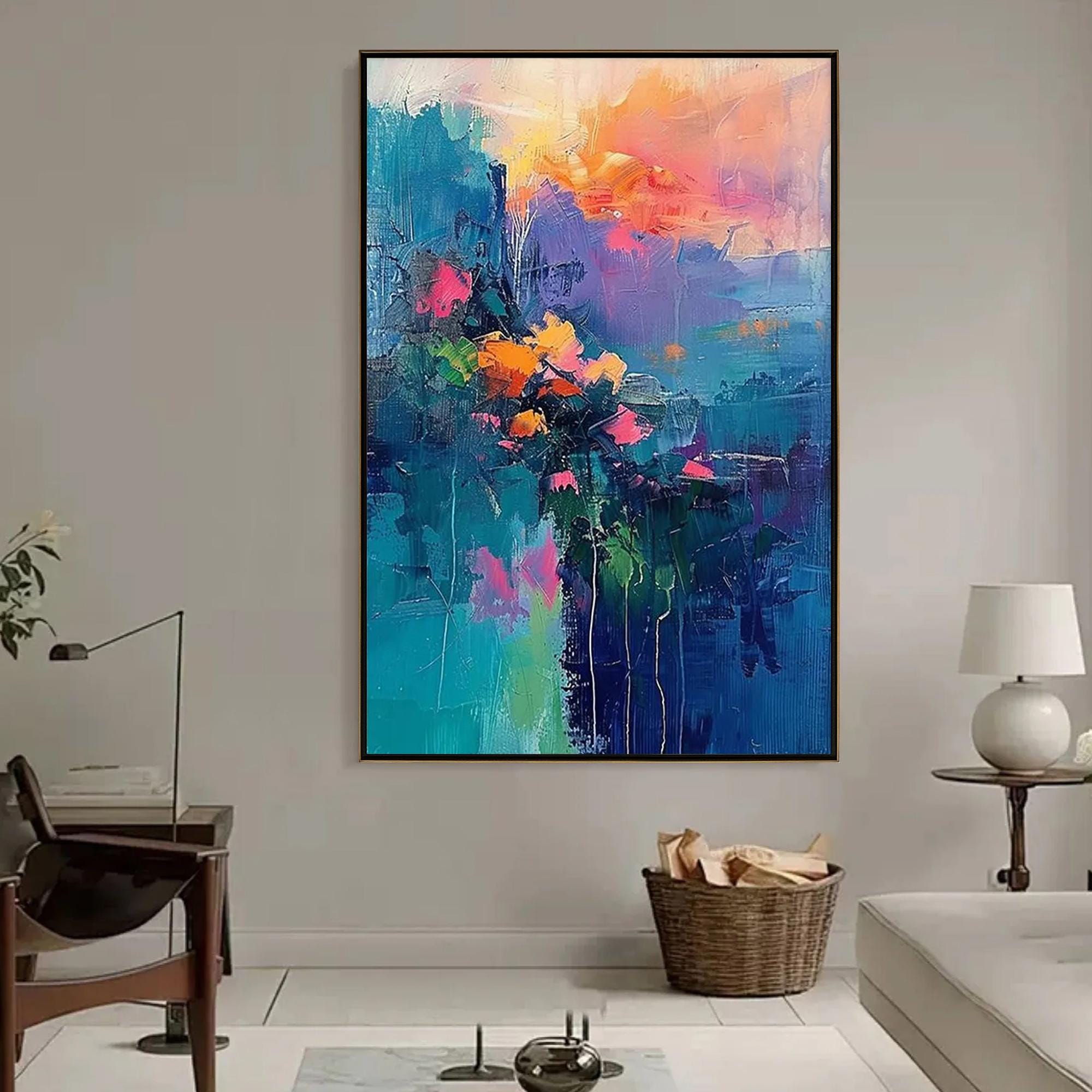 Dream Bloom — Abstract Textured Floral Oil Painting, Colorful Modern Wall Art