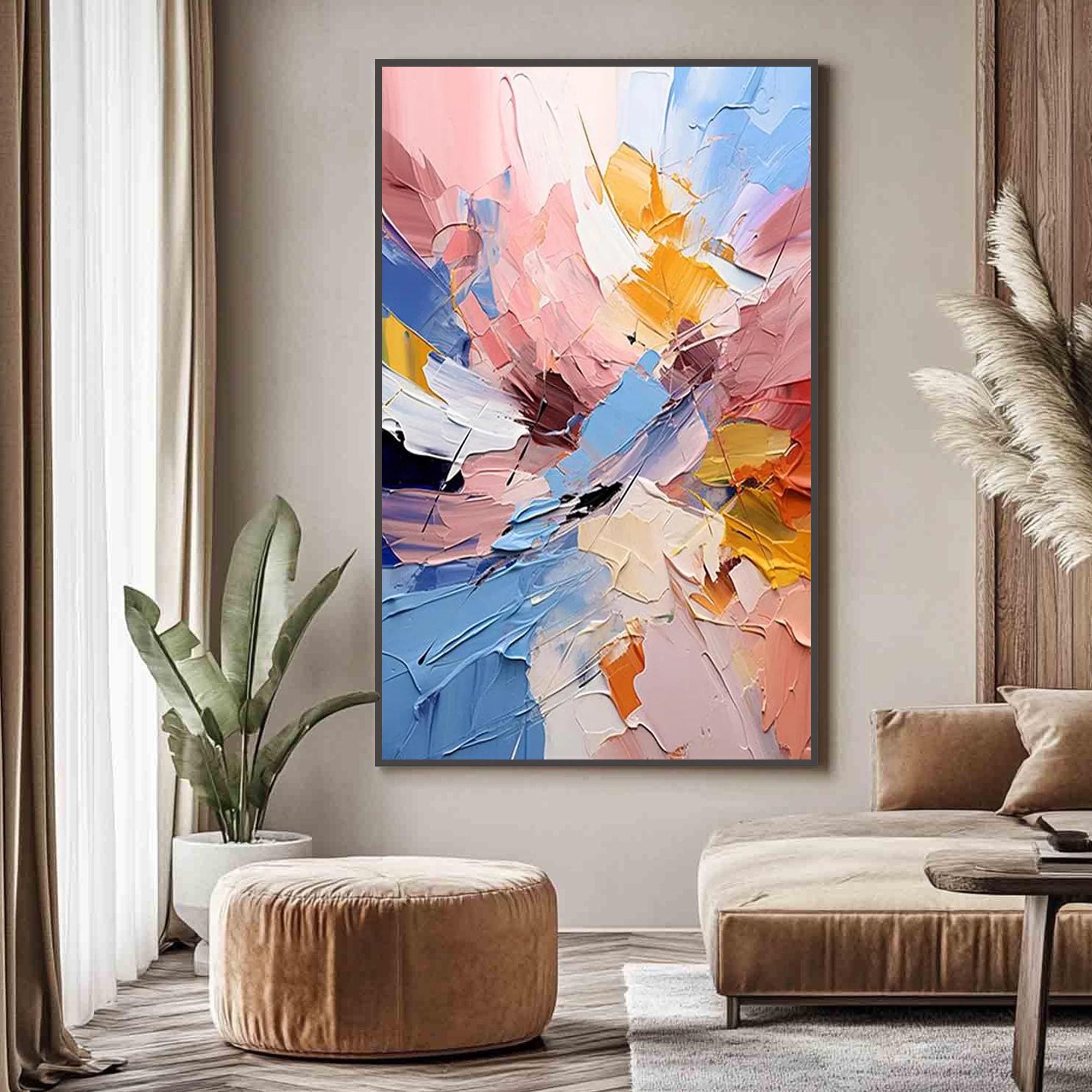 Radiant Harmony — Colorful Abstract Textured Oil Painting, Modern Contemporary Wall Art