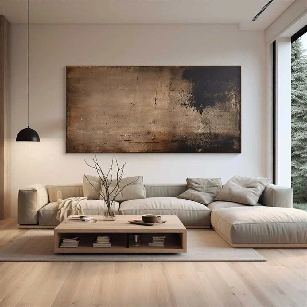 Silent Patina — Wabi-Sabi Minimalist Abstract Textured Oil Painting, Modern Wall Art