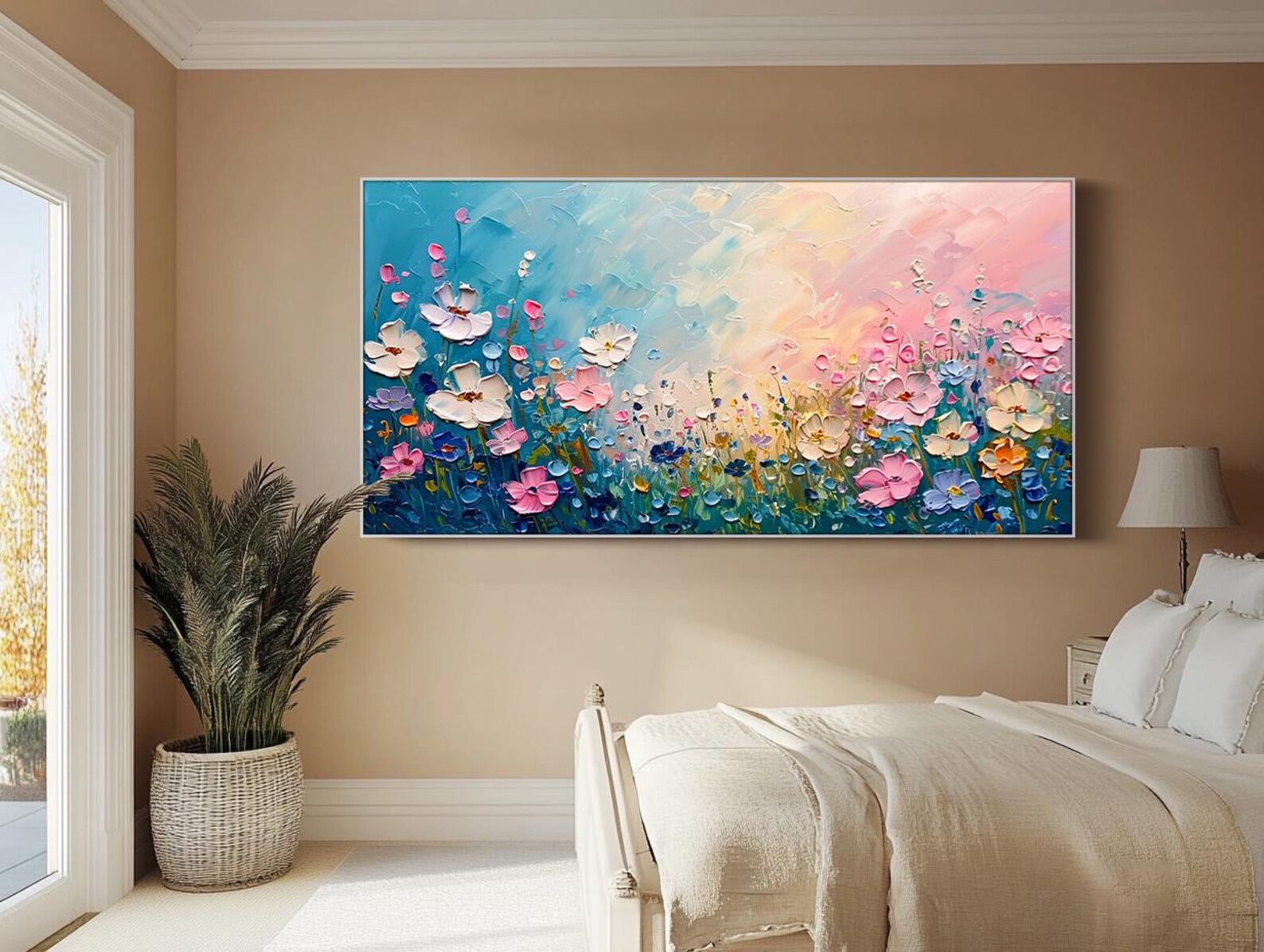 Blooming Serenade – Textured Floral Abstract Oil Painting
