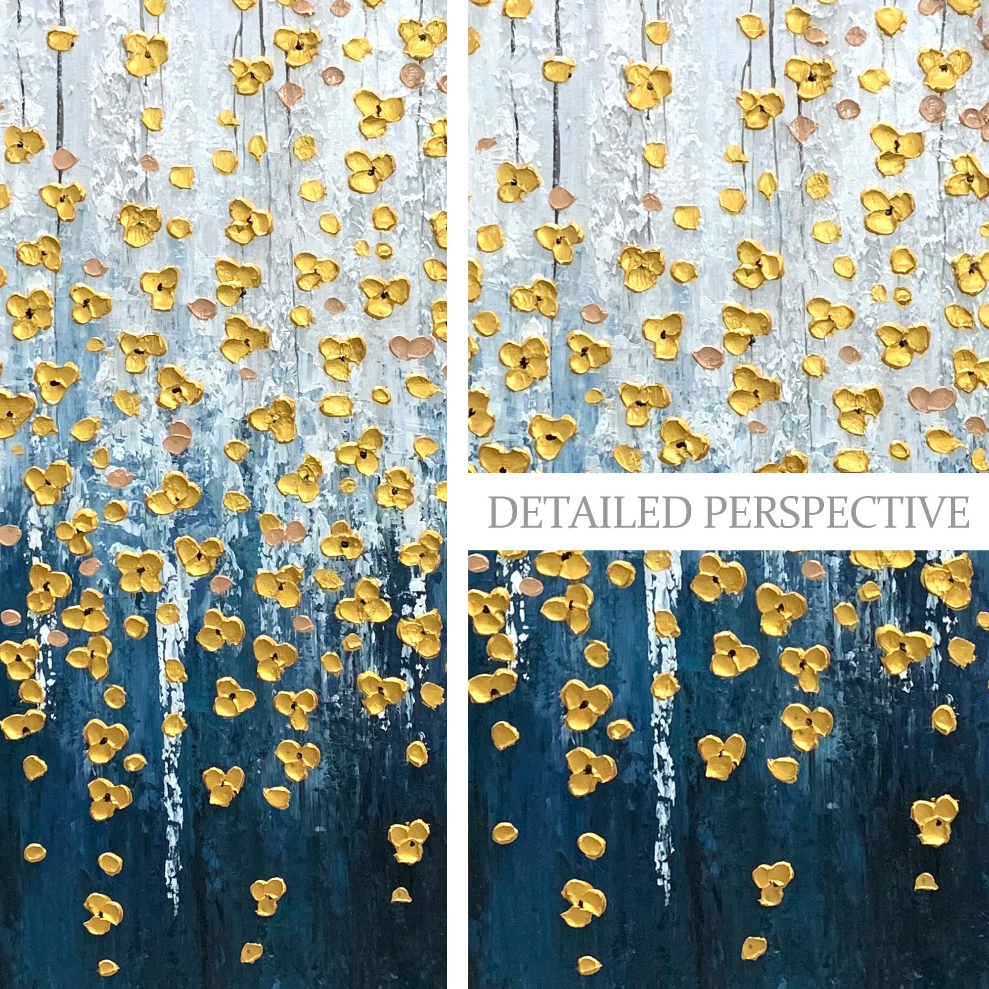 Golden Cascade – Textured Abstract Oil Painting