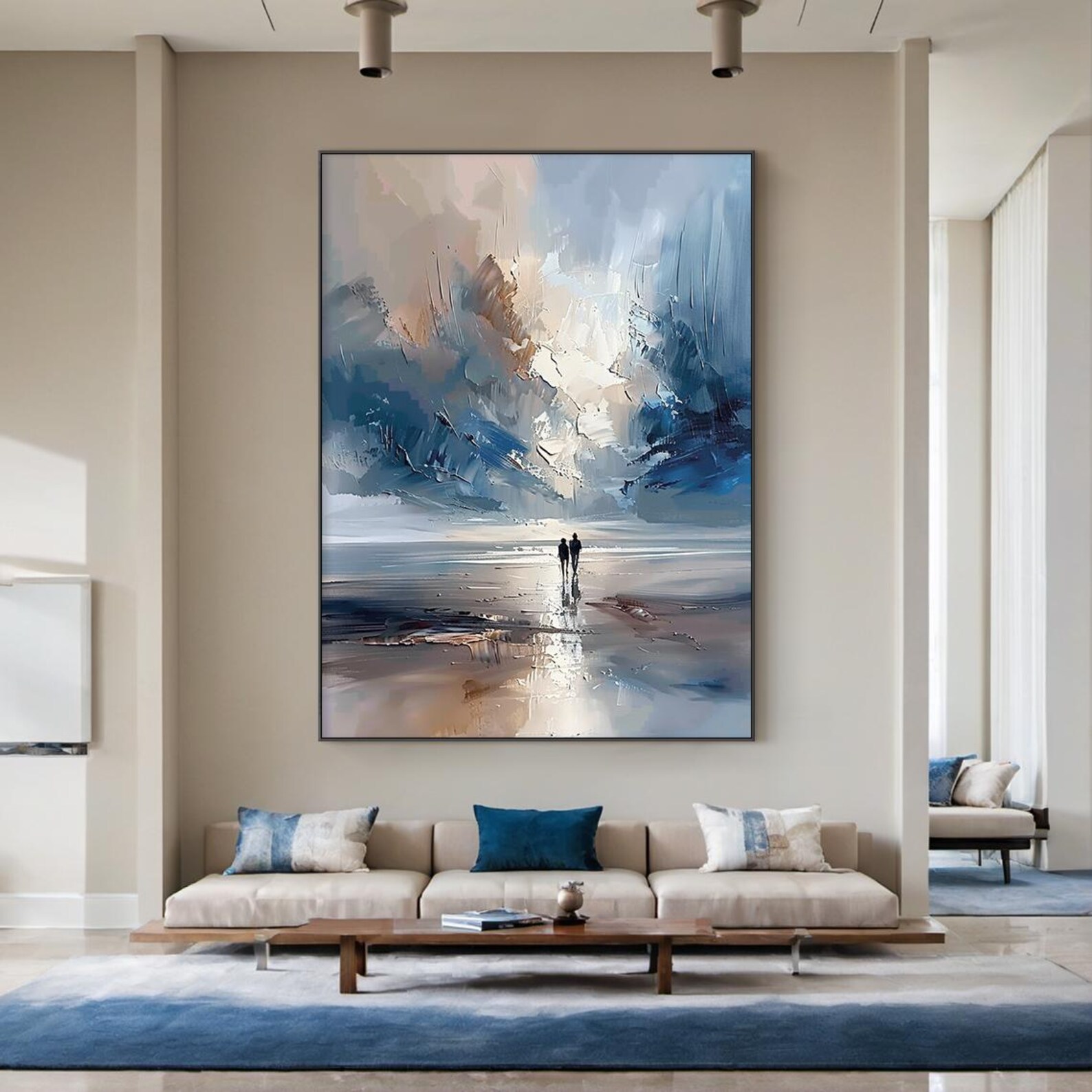 Eternal Horizon – Romantic Seascape Abstract Oil Painting