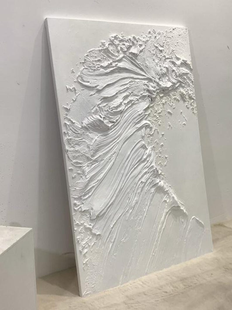 Whispering Form - Minimalist White Textured Painting Wabi-Sabi Abstract Wall Art